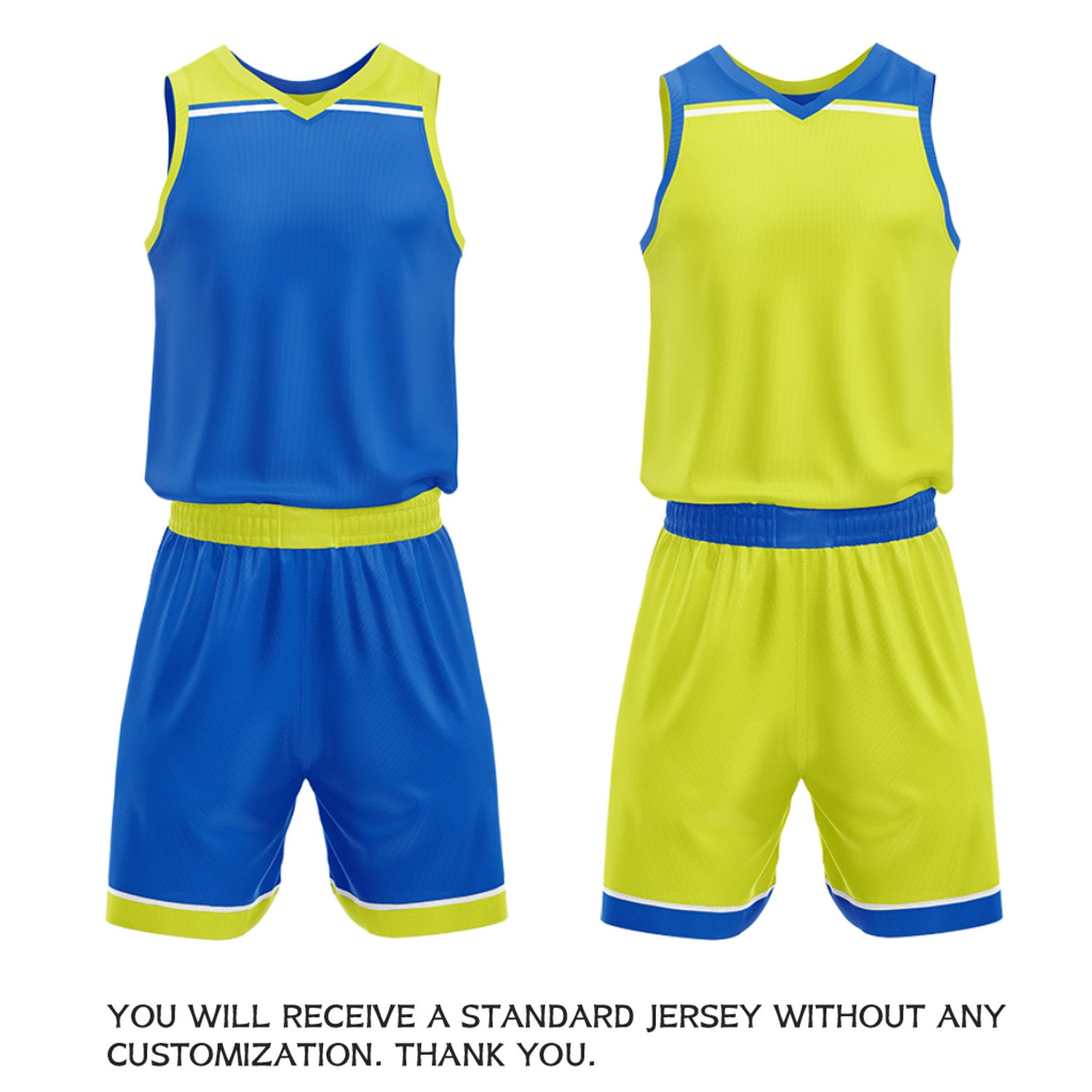 Custom Royal Blue & Neon Yellow Double Sided Basketball Jersey Set | Wholesale Team Uniform