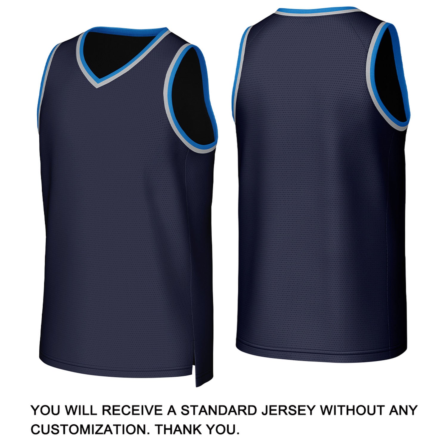 Custom Navy Blue & Grey-Blue Basketball Jersey | Personalized Name & Number Team Uniform
