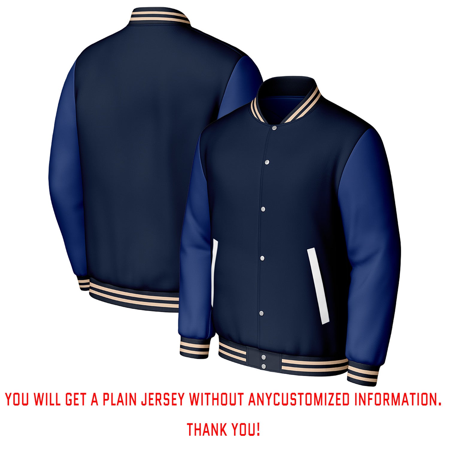 Custom Navy & Blue Varsity Baseball Jacket | Personalized Letterman Baseball Bomber for Adult & Youth