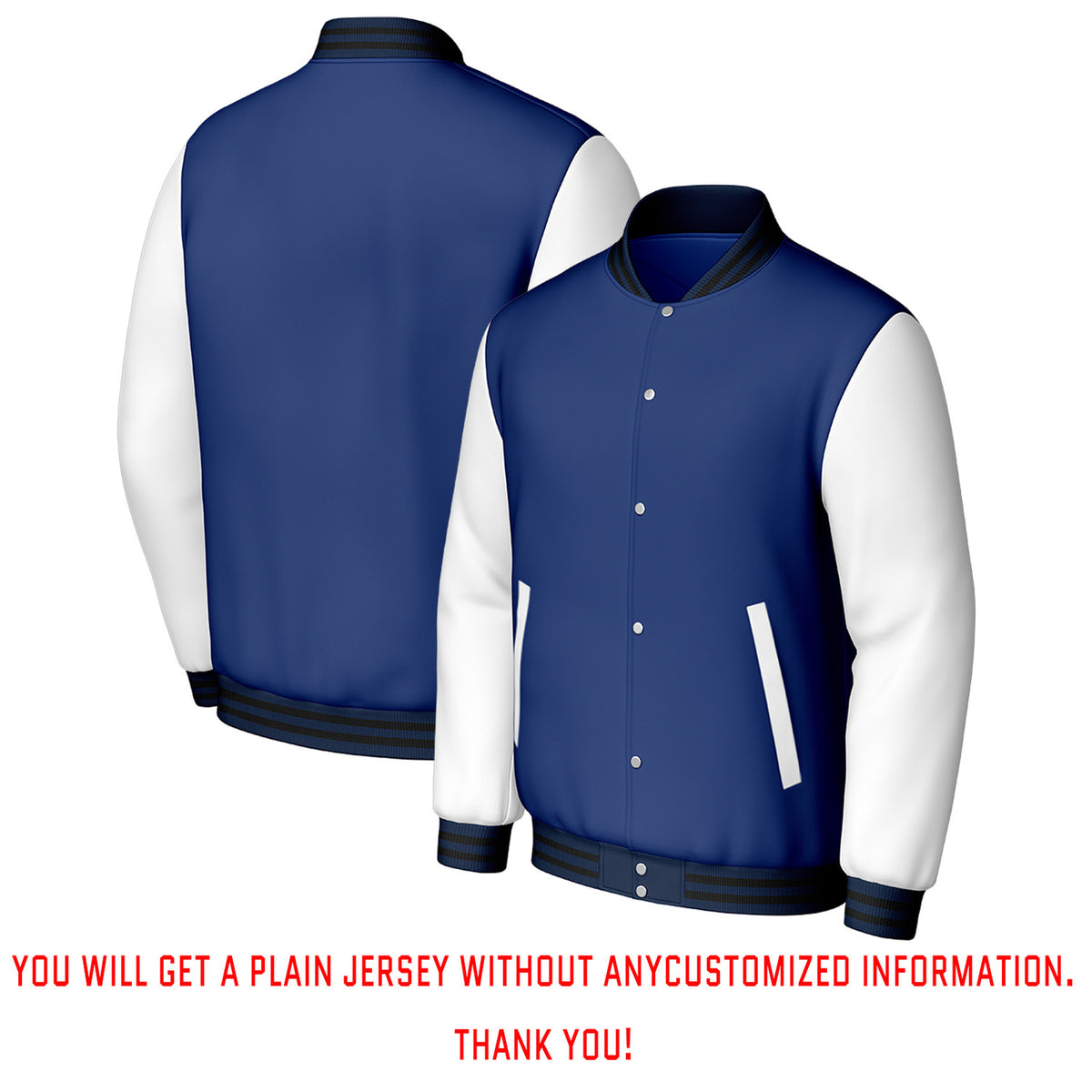Custom Navy Blue & White Varsity Baseball Jacket | Personalized Letterman Baseball Bomber for Adult & Youth