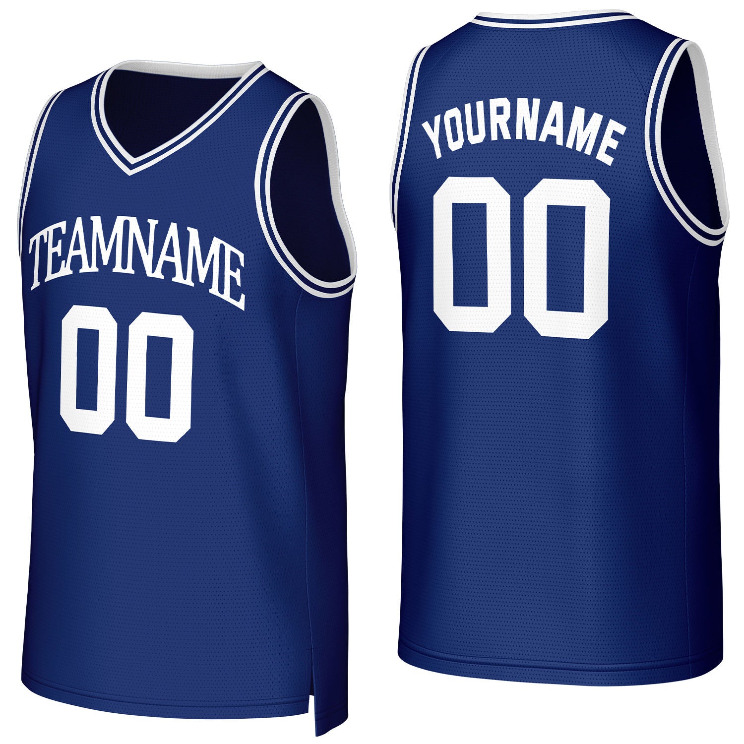 Custom navy blue-white mesh basketball jersey with logo, personalized name & number, team uniform for men women youth game practice - Vosoli