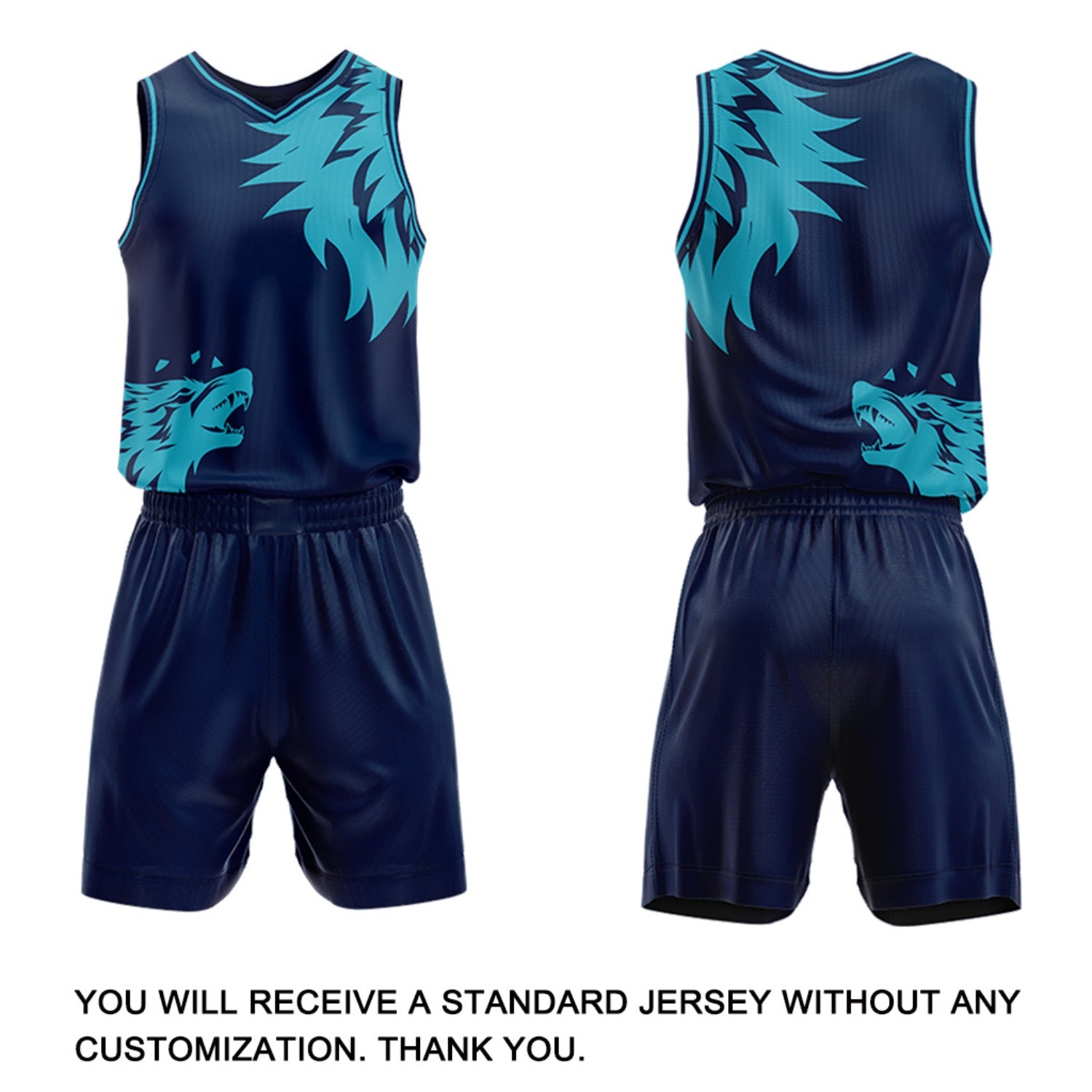 Custom Navy & Blue Wolf Theme Basketball Jersey & Shorts Set | Personalized Team Uniform
