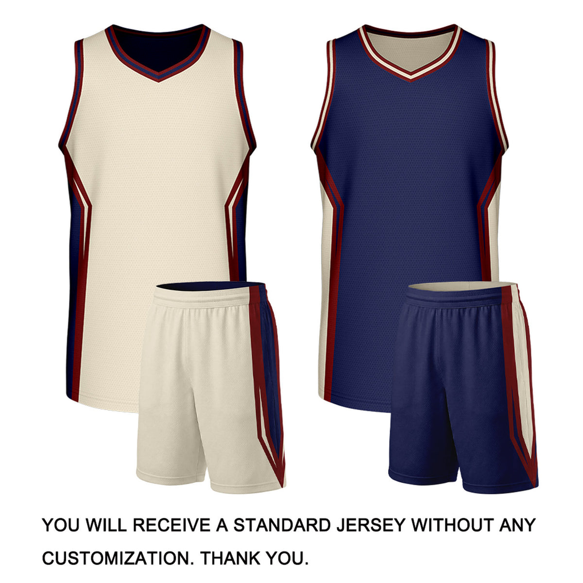 Custom Navy & Cream Two Sided Basketball Uniform Set | Personalized Team Uniforms for Adult & Youth