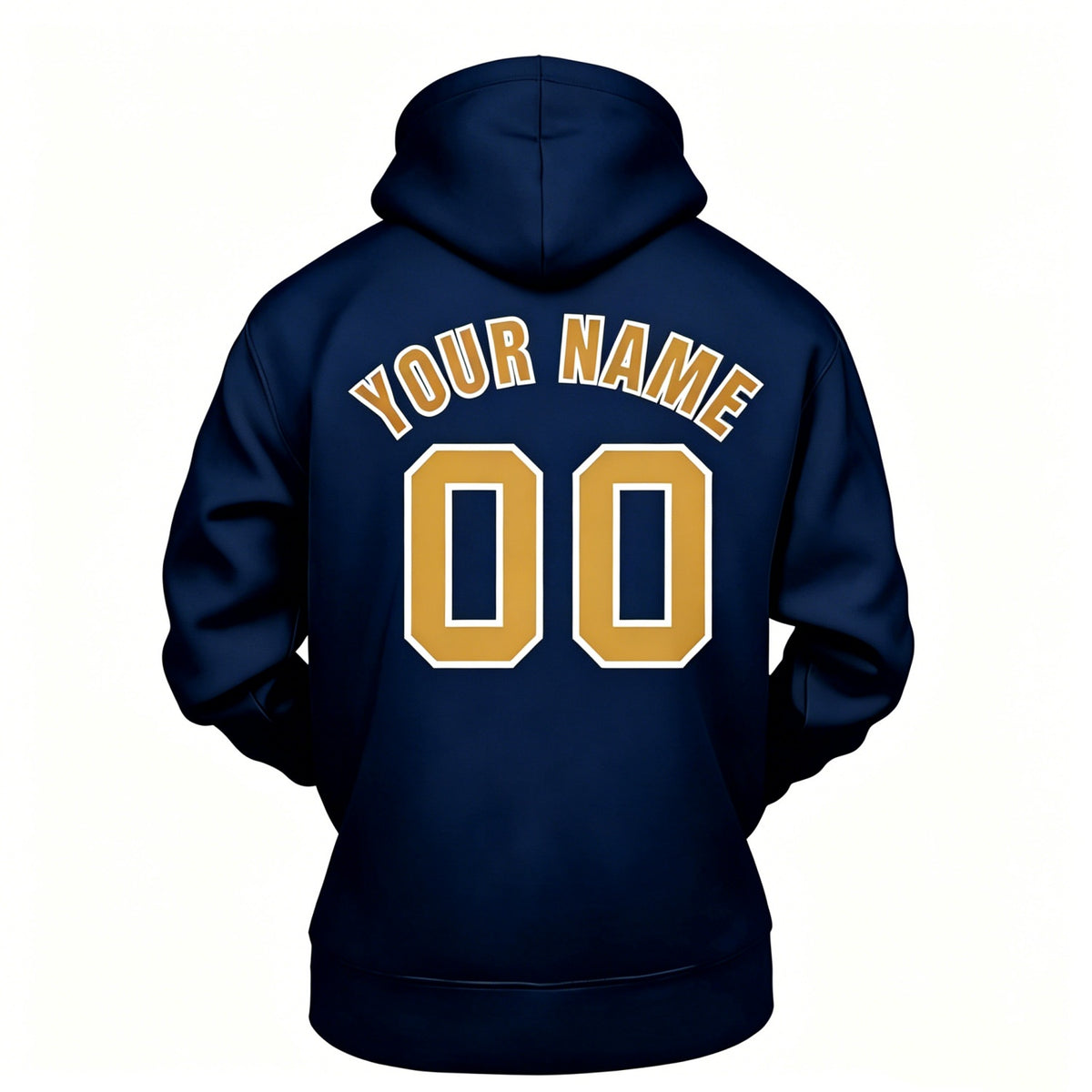 Custom Navy & Gold Hoodie | Personalized Name & Number Sports Pullover | Vosoli