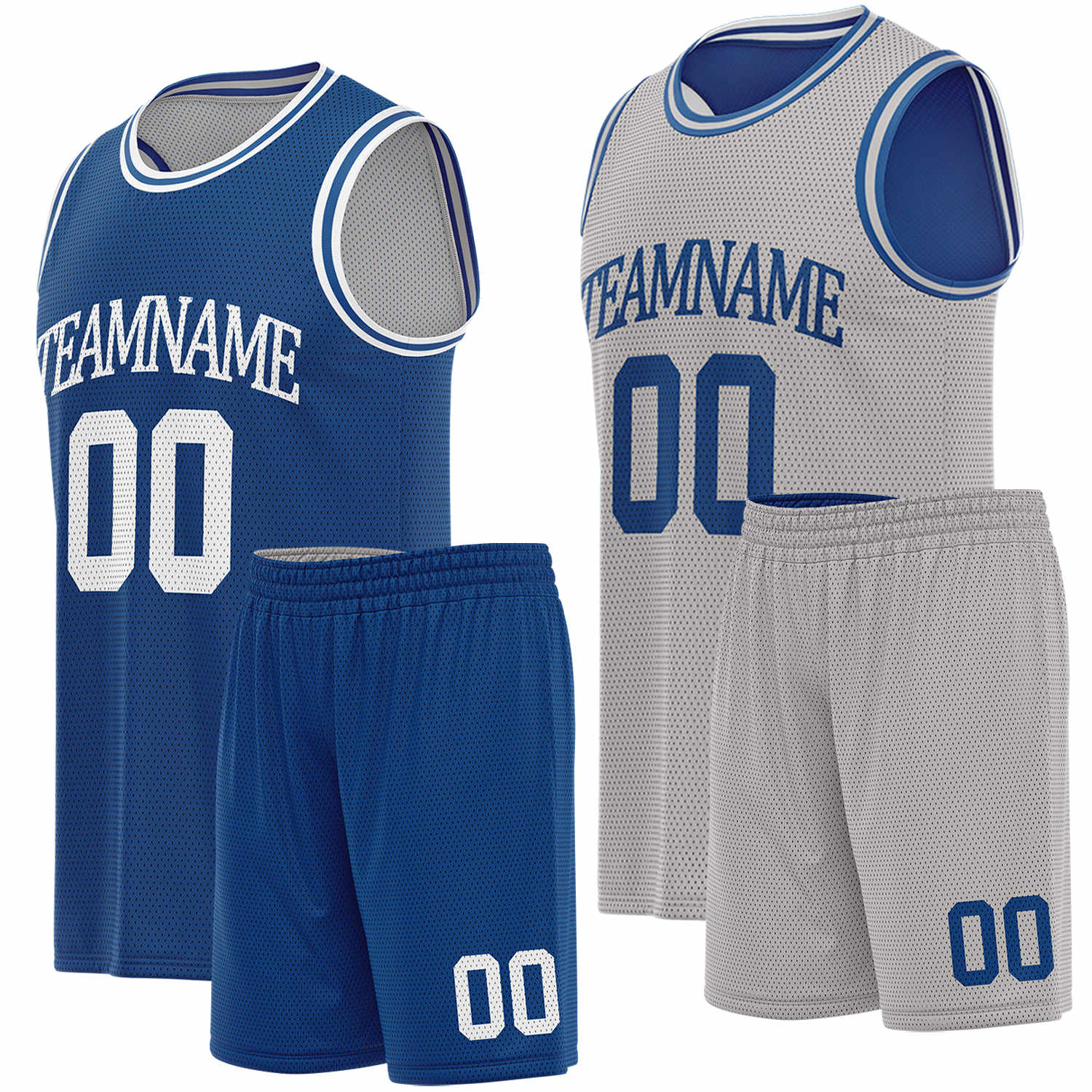 Custom navy & gray basketball jersey set, personalized name number team logo, sleeveless jersey with matching shorts sports uniform for men women youth adult game practice - Vosoli