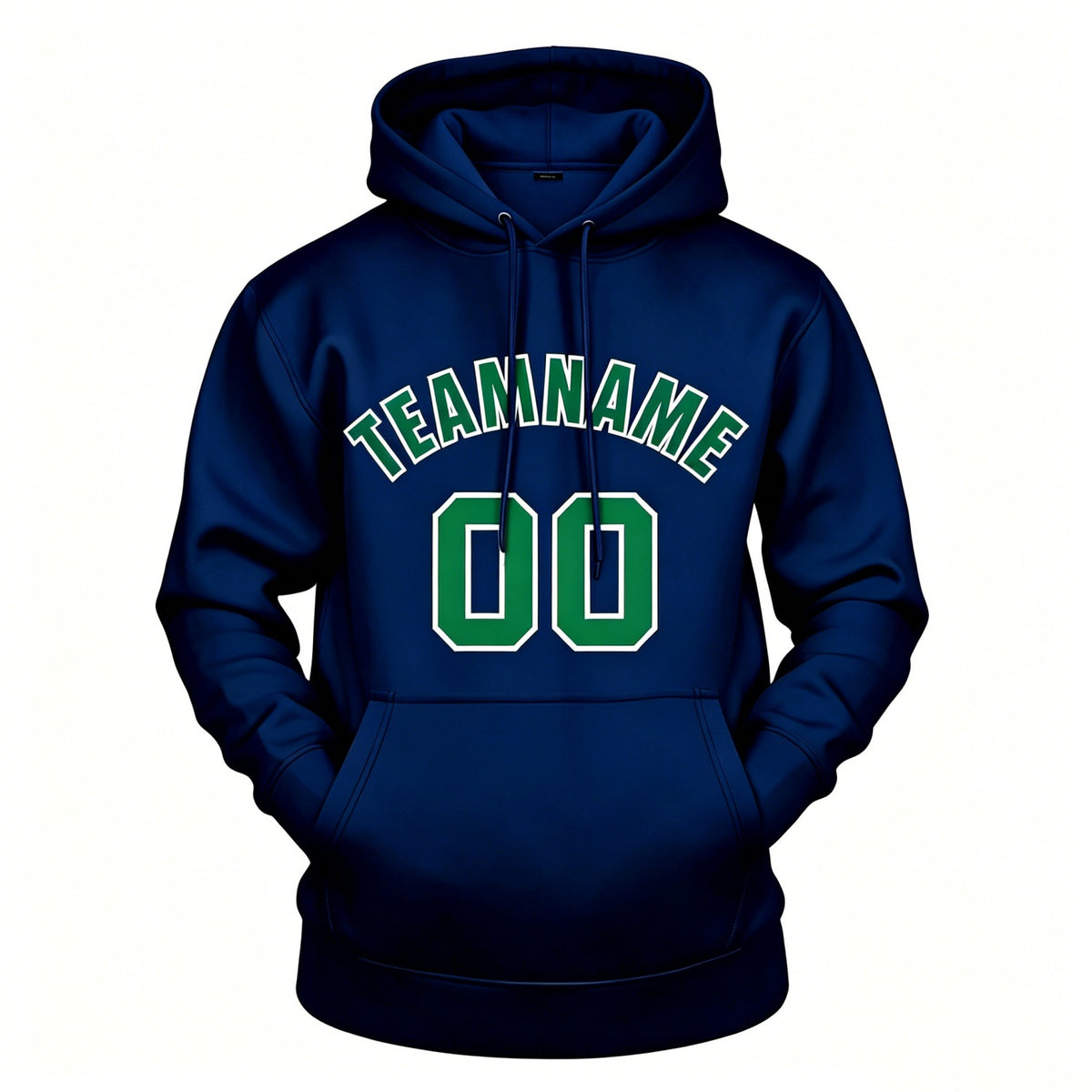 Custom Navy & Green Hoodie | Personalized Name & Number Sports Pullover | Vosoli