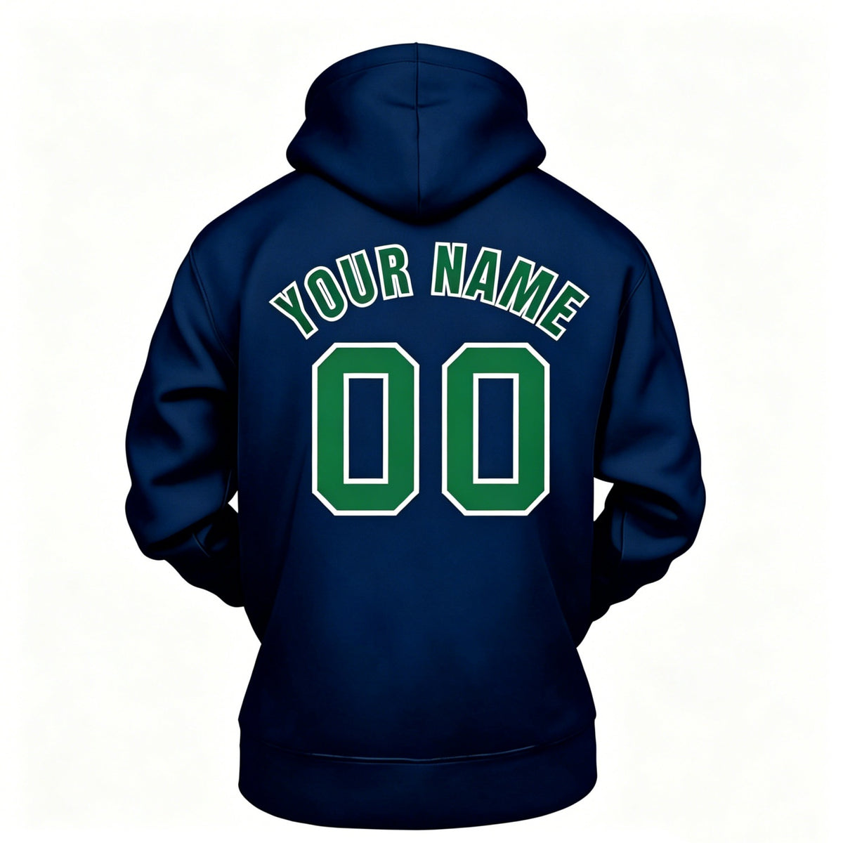 Custom Navy & Green Hoodie | Personalized Name & Number Sports Pullover | Vosoli