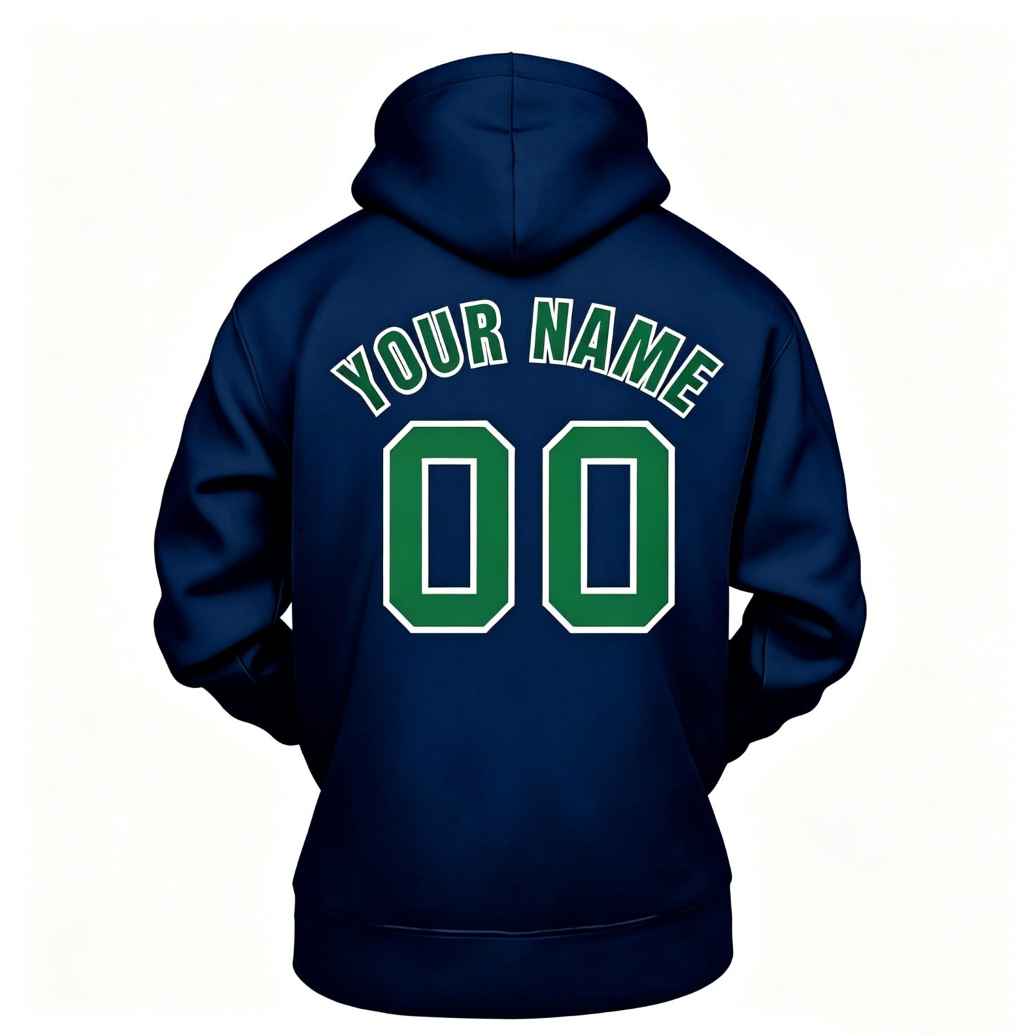 Custom Navy & Green Hoodie | Personalized Name & Number Sports Pullover | Vosoli