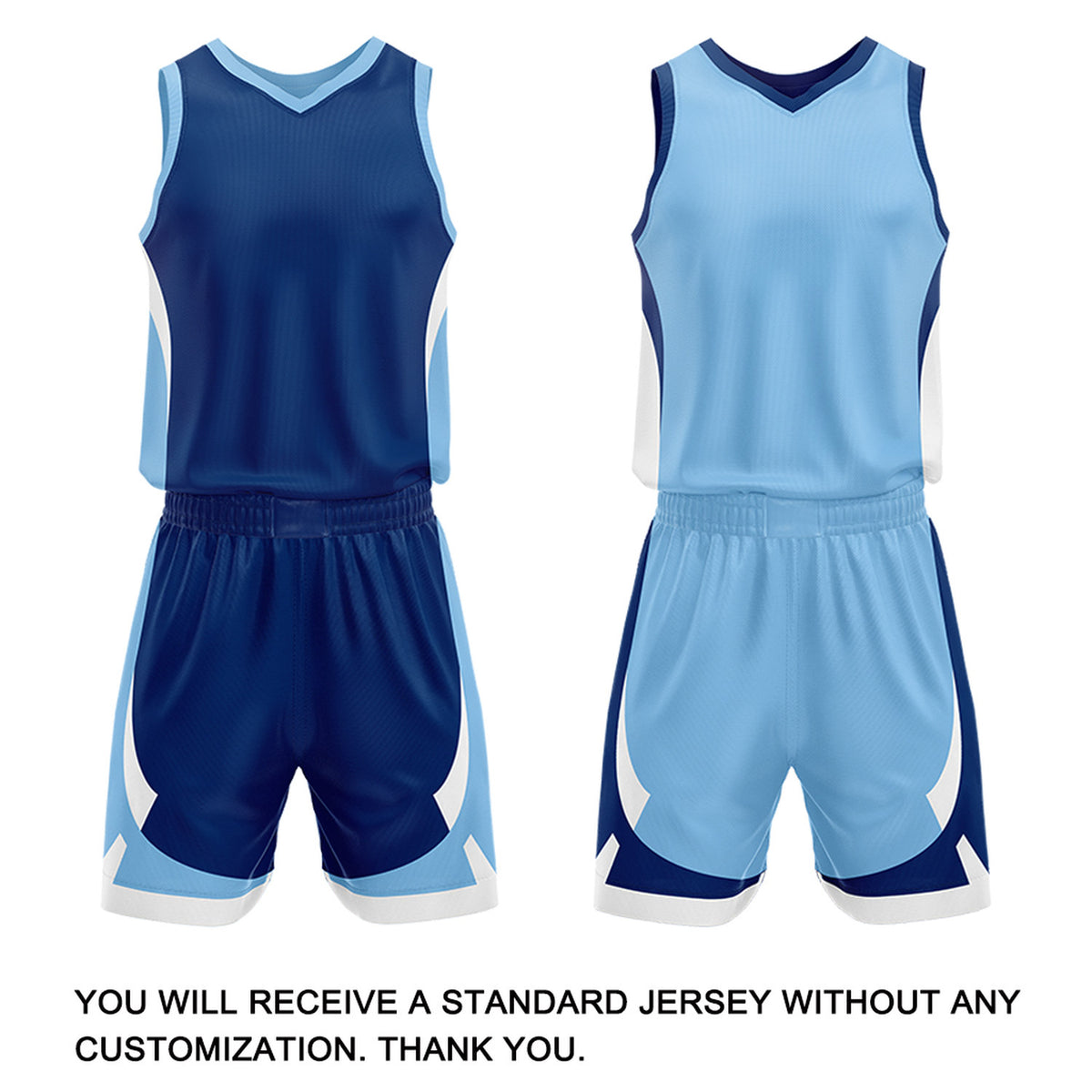 Custom Navy Light Blue Reversible Basketball Jersey Set | Personalized Name Number Mesh Sports Uniform