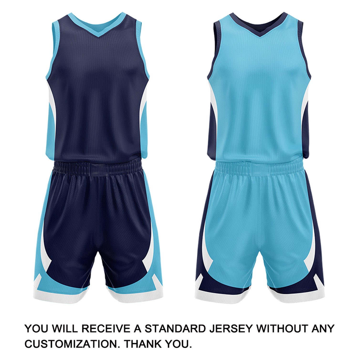 Custom Navy Light Blue Reversible Basketball Jersey Set | Personalized Name Number Mesh Sports Uniform