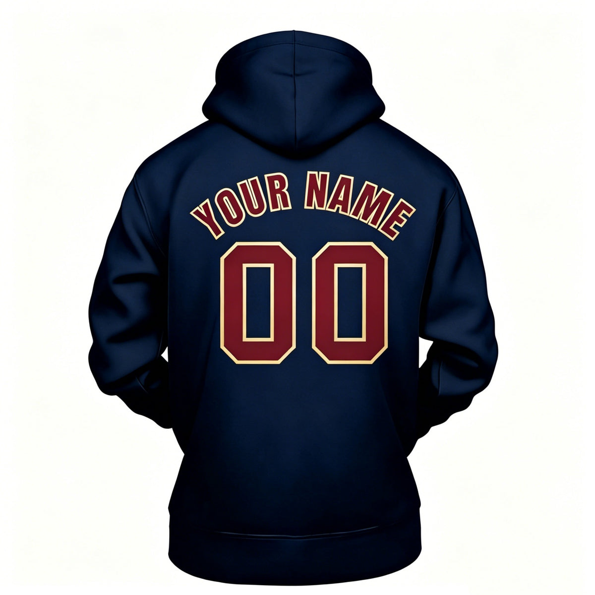Custom Navy & Maroon Hoodie | Personalized Name & Number Sports Pullover | Vosoli