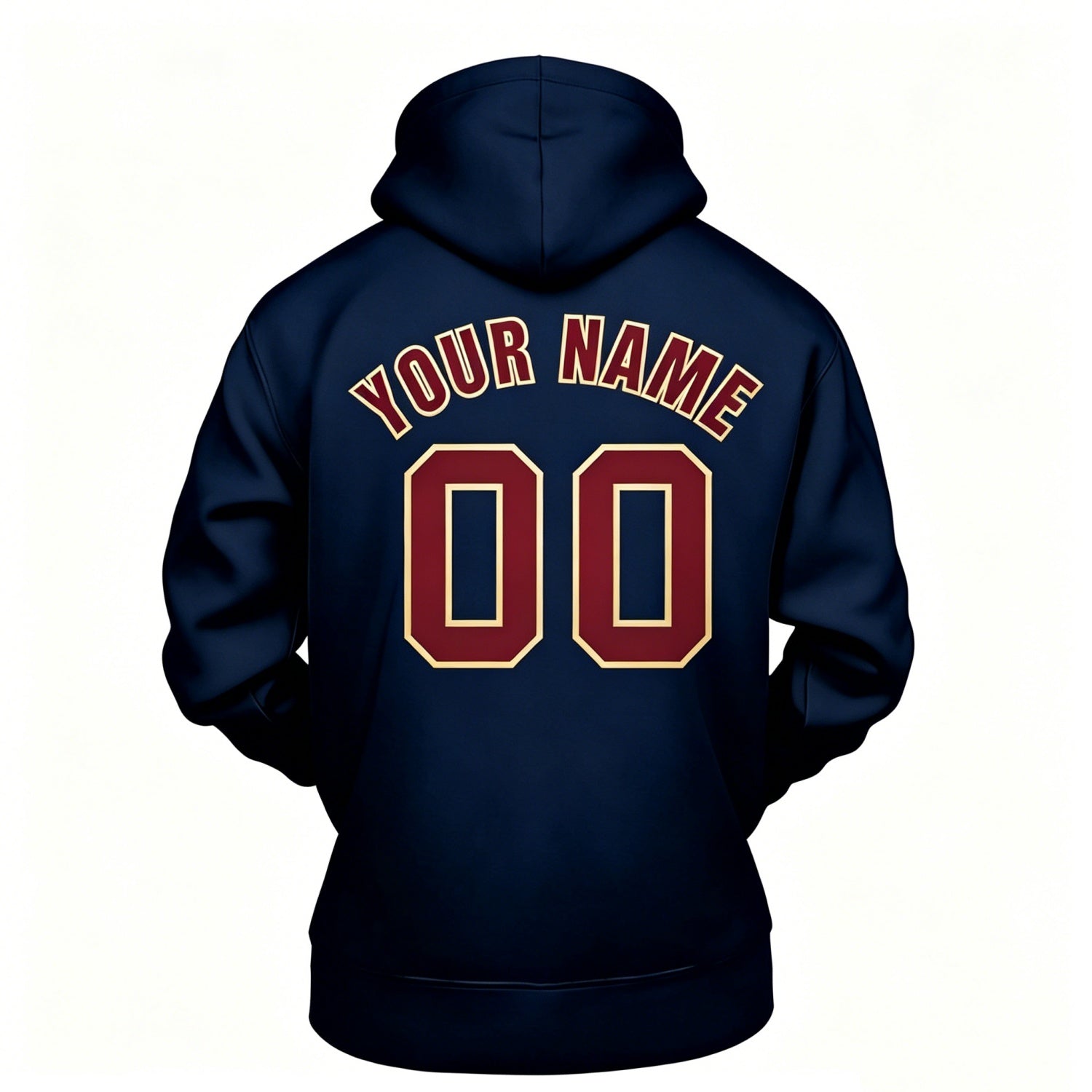 Custom Navy & Maroon Hoodie | Personalized Name & Number Sports Pullover | Vosoli