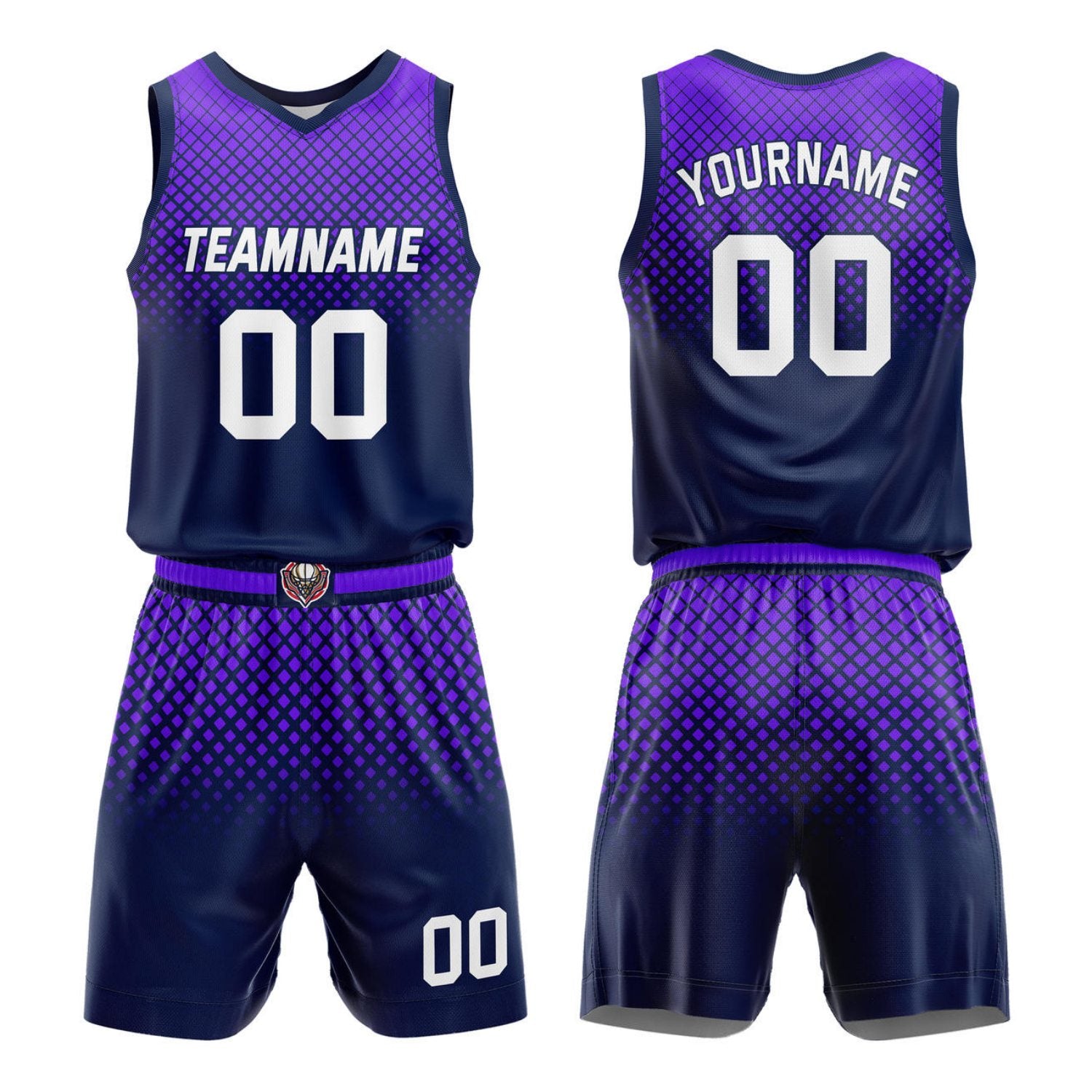 Custom Navy Purple Gradient Basketball Uniform | Personalized Team Kit - Vosoli