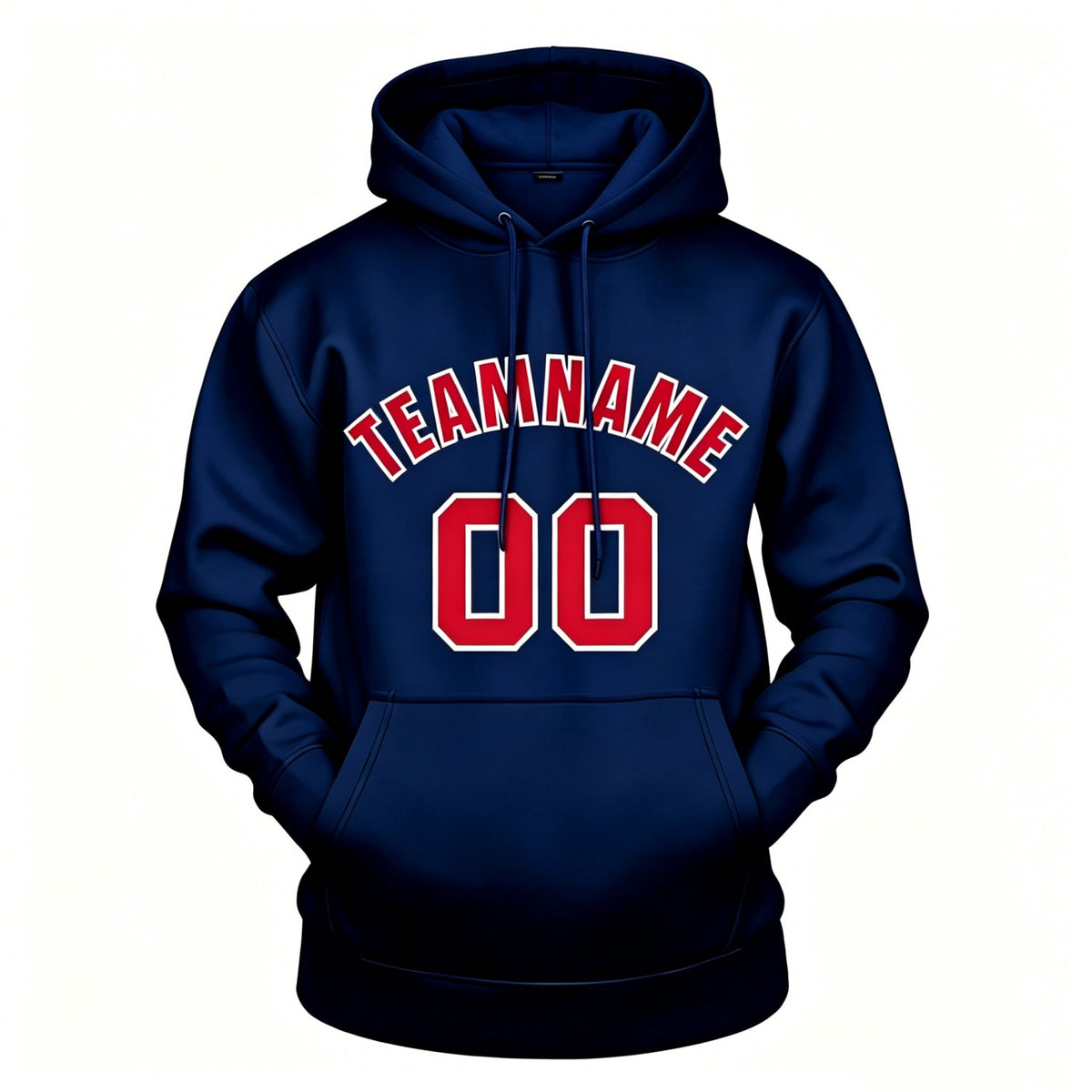 Custom Navy & Red Hoodie | Personalized Name & Number Sports Pullover | Vosoli