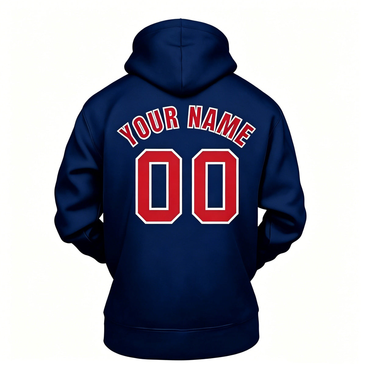 Custom Navy & Red Hoodie | Personalized Name & Number Sports Pullover | Vosoli
