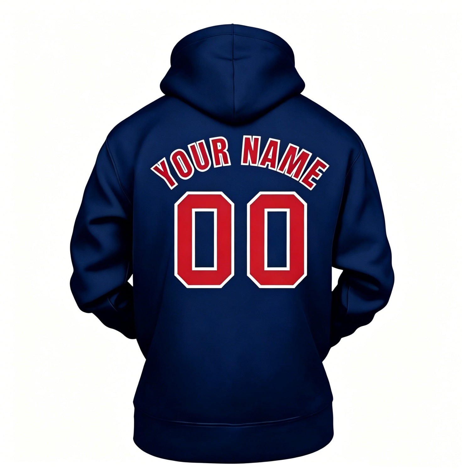 Custom Navy & Red Hoodie | Personalized Name & Number Sports Pullover | Vosoli