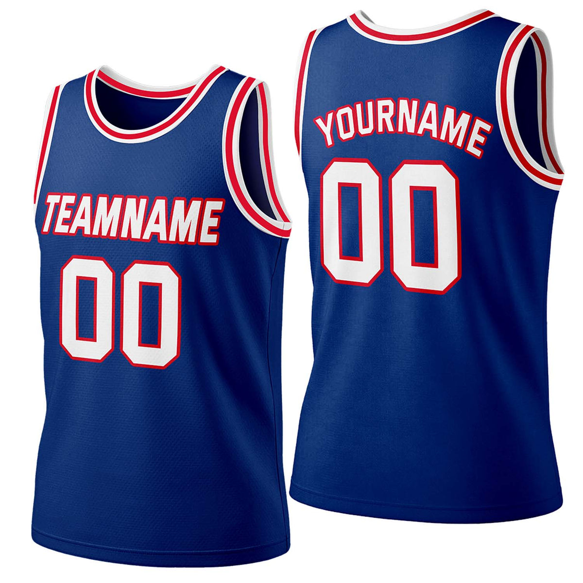 Custom navy-red mesh basketball jersey by Vosoli | Personalized name &amp; number team uniform for youth &amp; adults