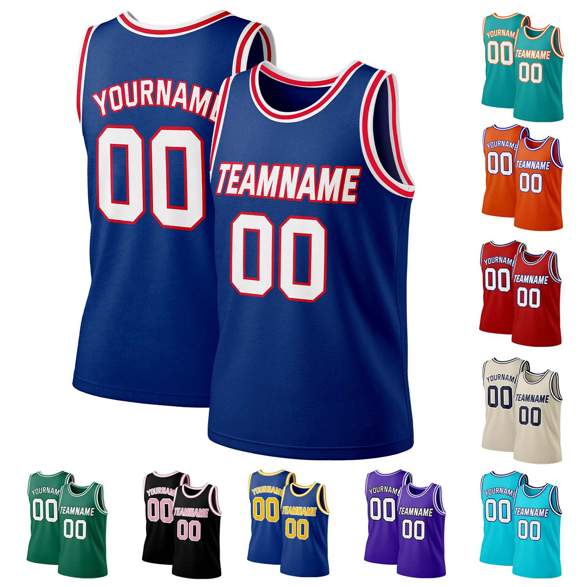 Custom Navy & Red Mesh Basketball Jersey | Personalized Team Uniform