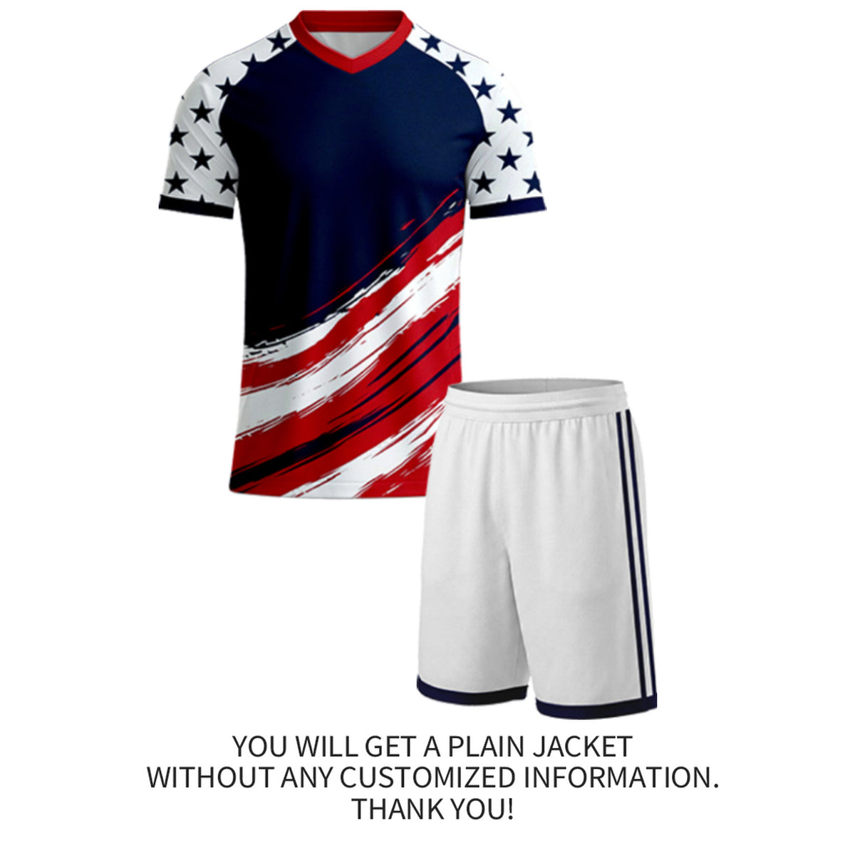 Custom Navy & Red Star Brush Soccer Uniform Set | Personalized Jersey & Shorts for Youth & Adult