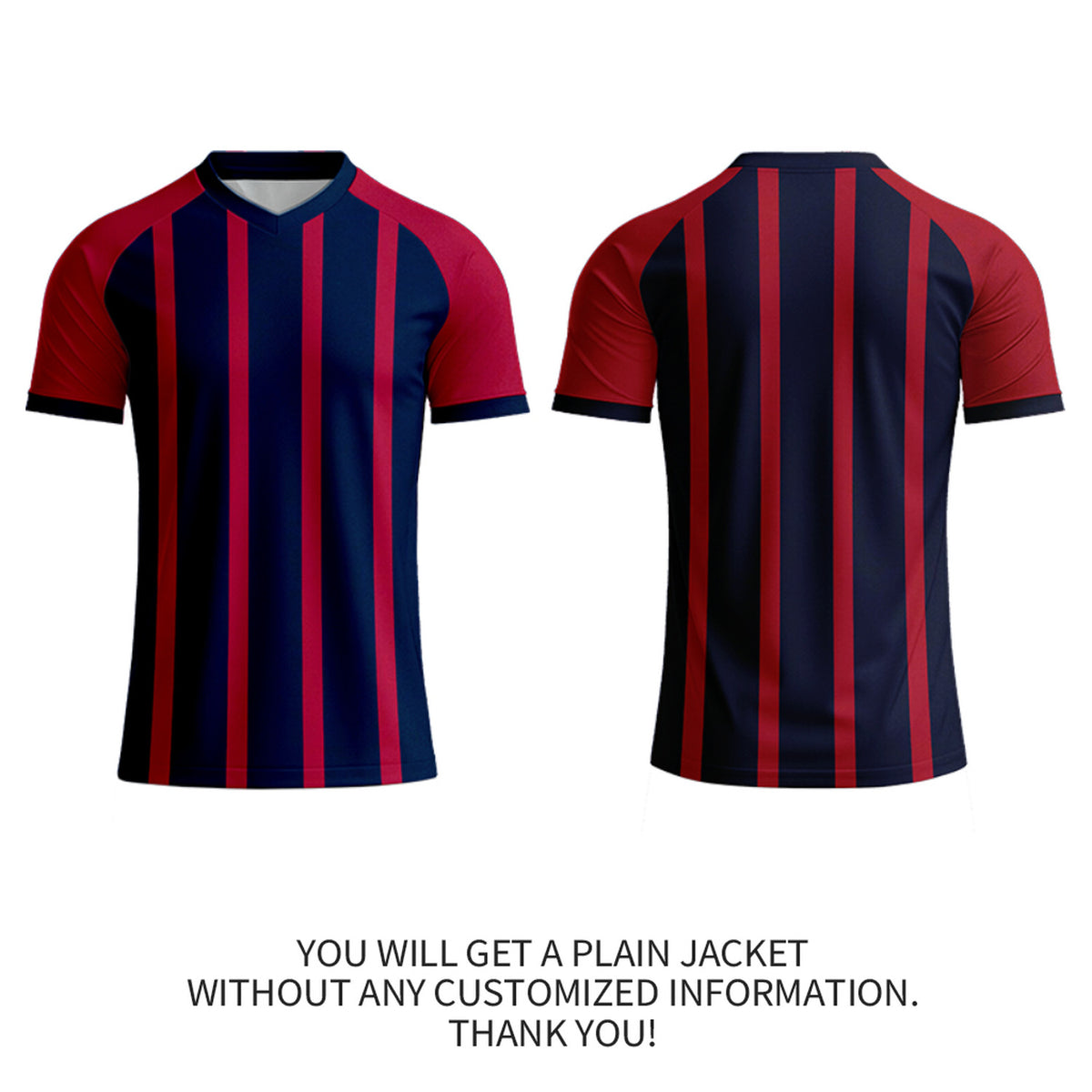 Custom Navy & Red Striped Soccer Jersey | Personalized Short Sleeve V-Neck Uniform for Youth & Adult