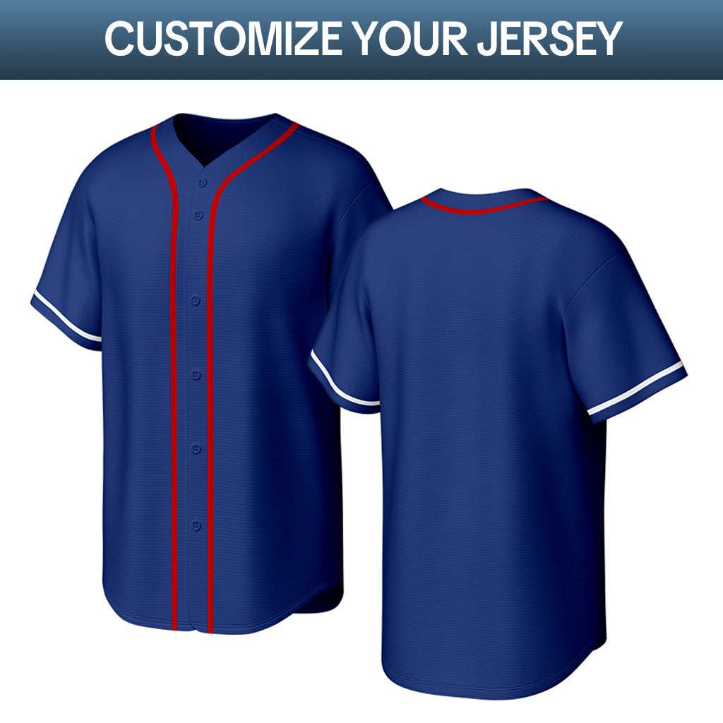 Custom Stitched Baseball Jersey Navy Red White | Personalized Name & Number | Team Uniform