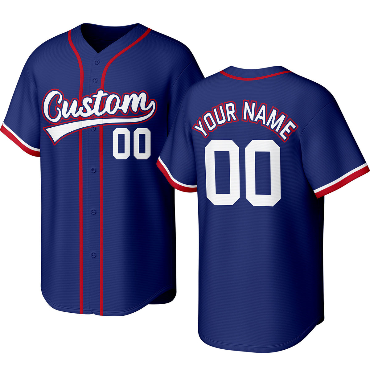 Custom navy baseball jersey with stitched logo, personalized name &amp; number, button-front short-sleeve sports uniform for team men women youth game practice - Vosoli