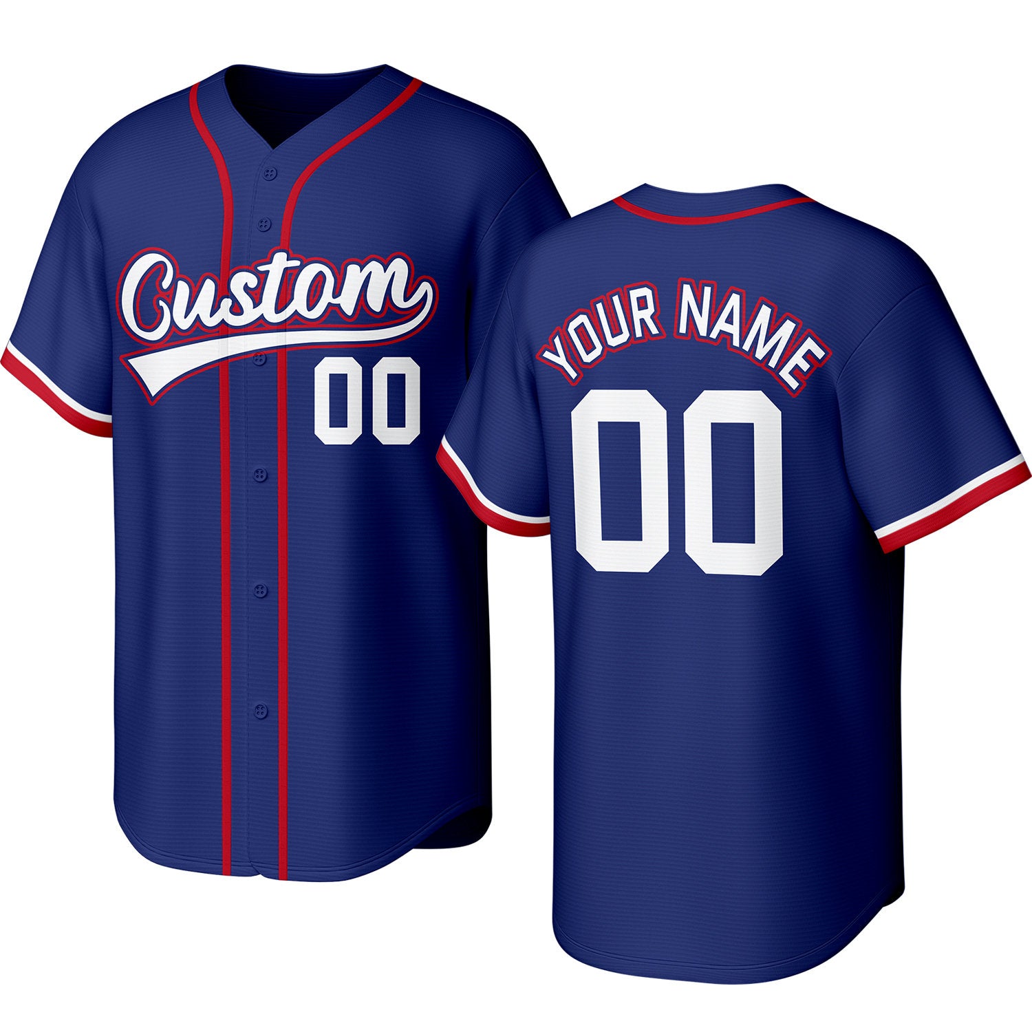 Custom navy baseball jersey with stitched logo, personalized name & number, button-front short-sleeve sports uniform for team men women youth game practice - Vosoli