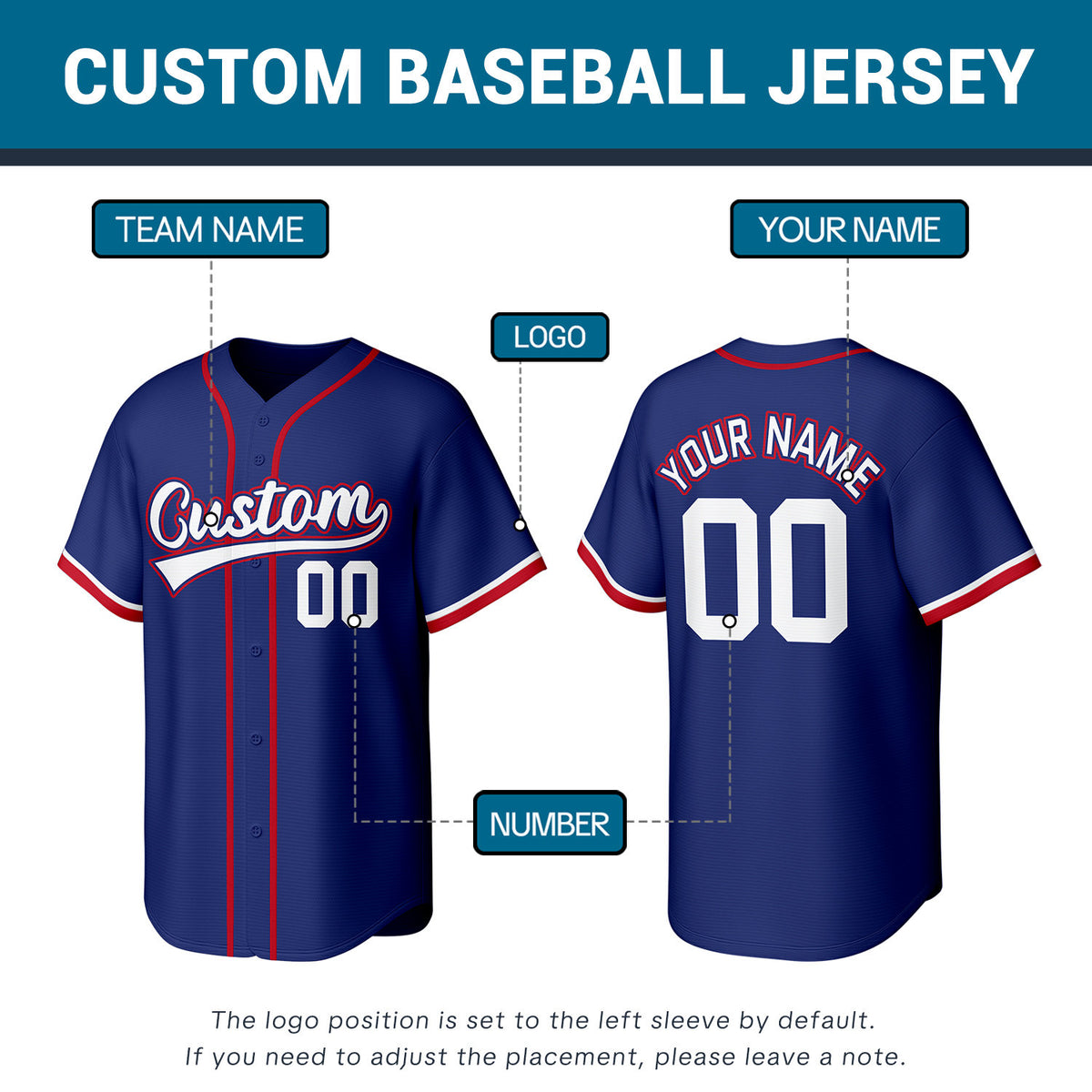 Custom Navy Stitched Baseball Jersey | Personalized Name & Number | Team Uniform
