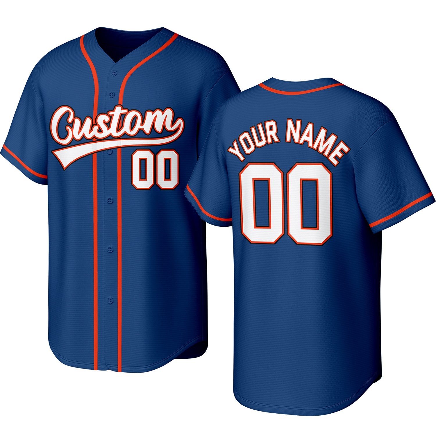 Custom navy baseball jersey with stitched logo, personalized name & number, button-front short-sleeve sports uniform for team men women youth game practice - Vosoli