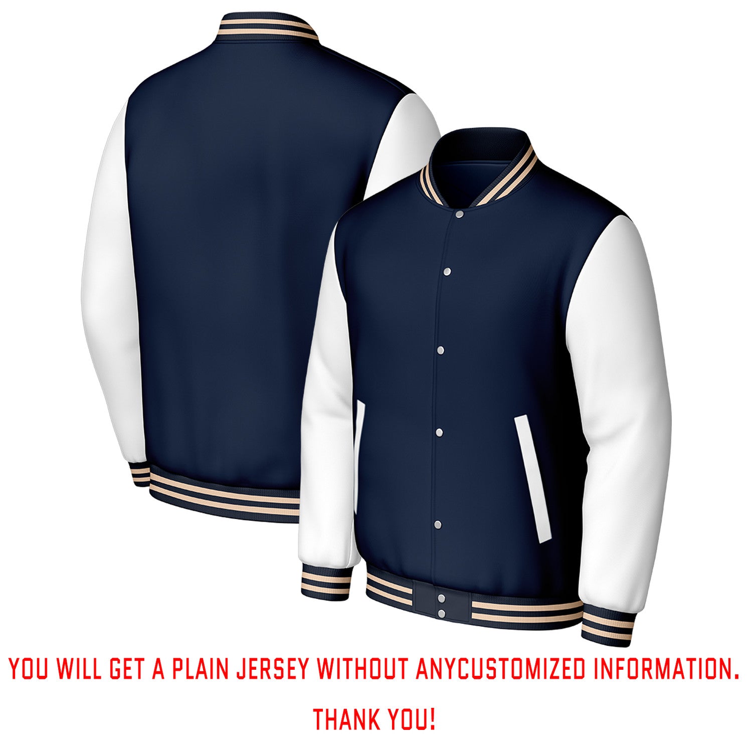 Custom Navy & White Varsity Baseball Jacket | Personalized Letterman Baseball Bomber for Adult & Youth