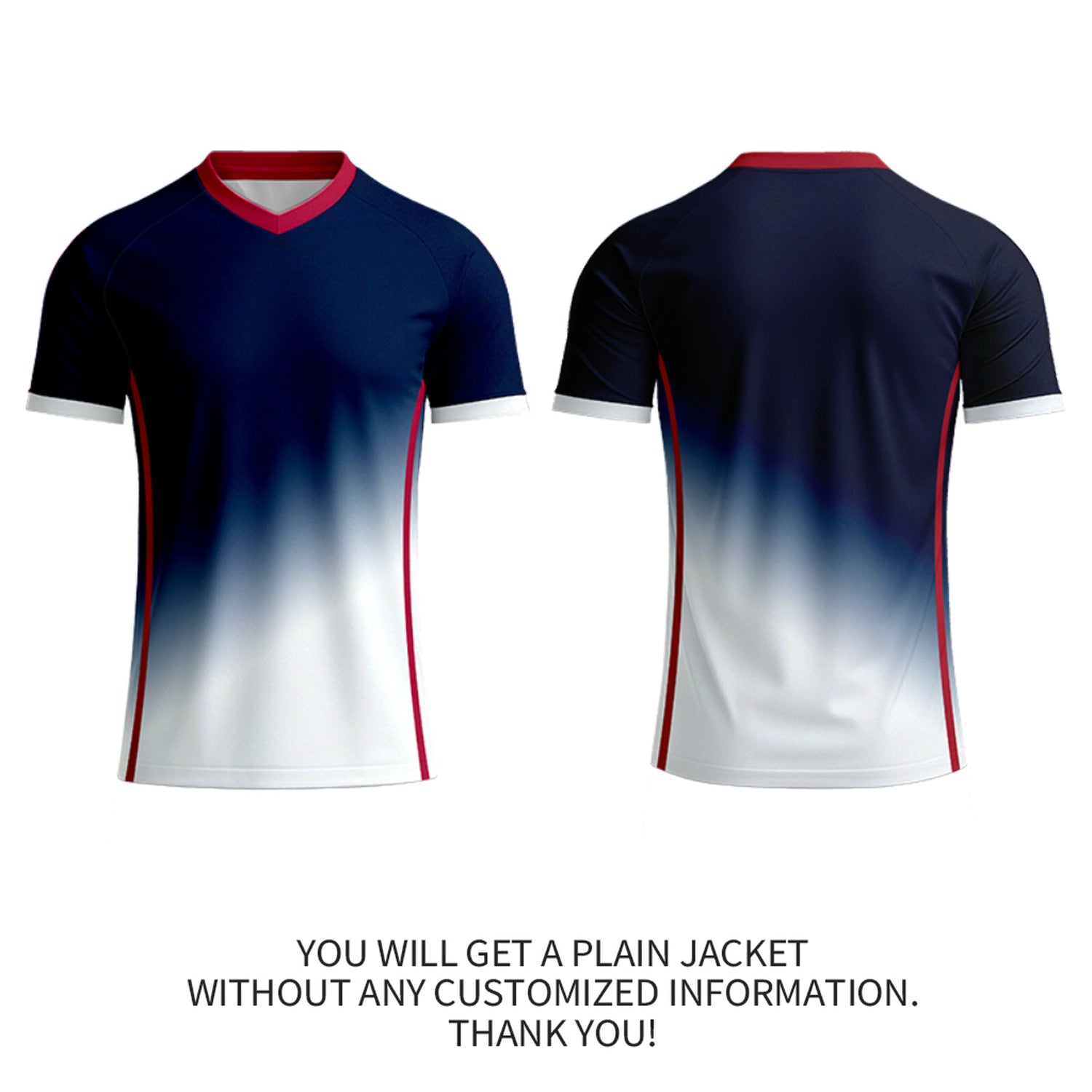 Custom Navy & White Gradient Soccer Jersey | Personalized Short Sleeve V-Neck Uniform for Youth & Adult