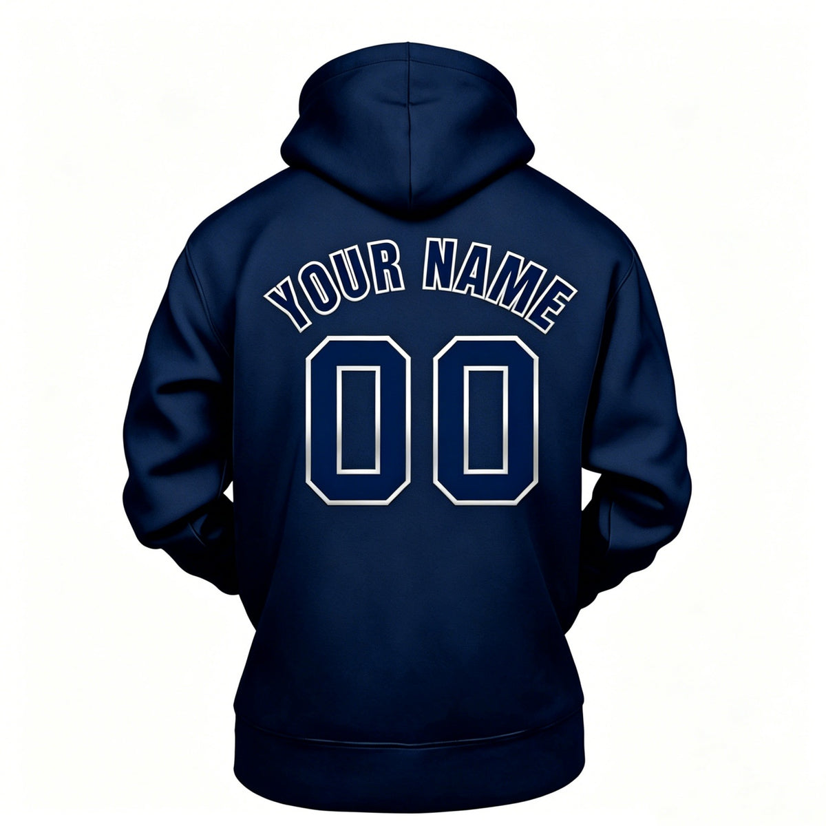 Custom Navy & White Hoodie | Personalized Name & Number Sports Pullover | Vosoli