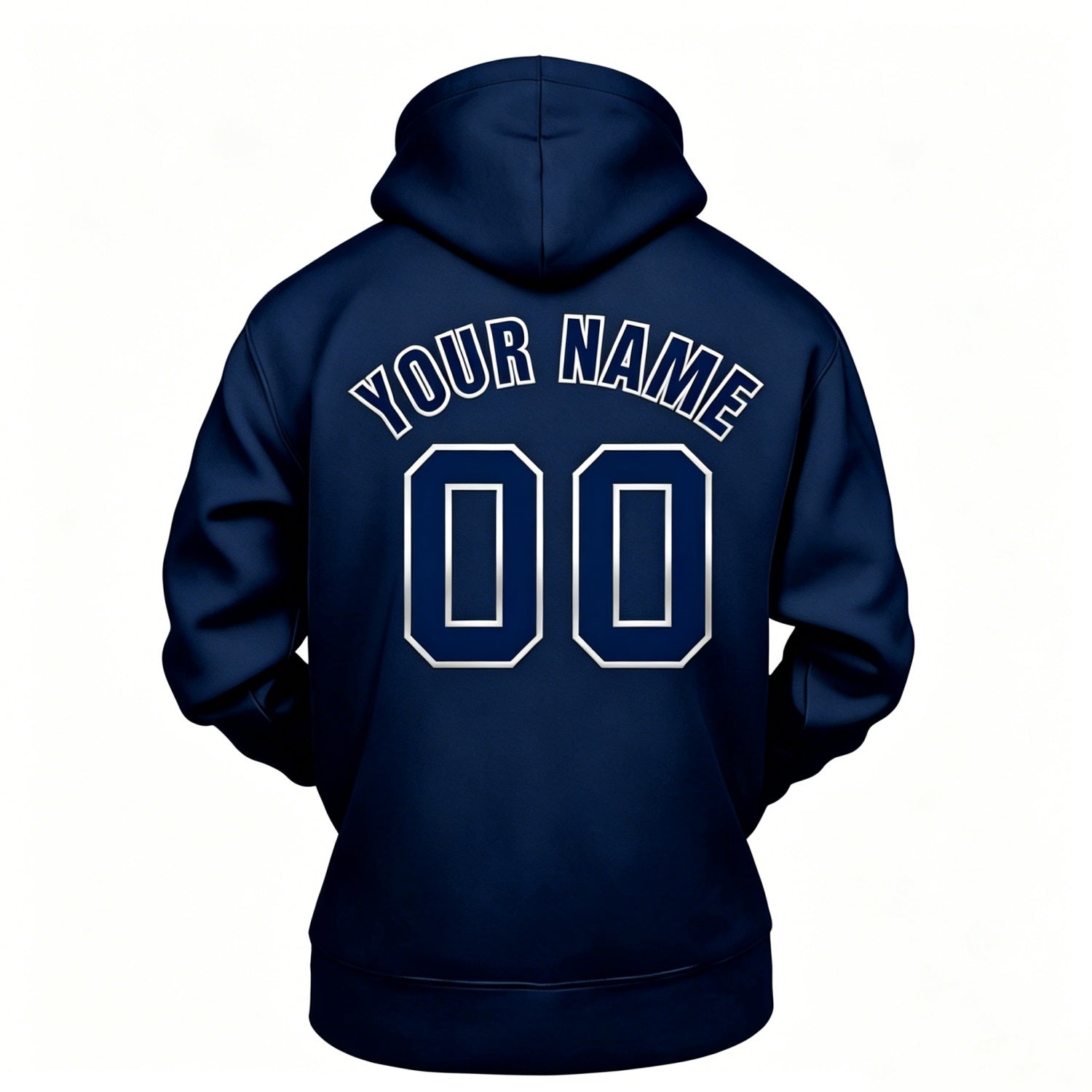 Custom Navy & White Hoodie | Personalized Name & Number Sports Pullover | Vosoli