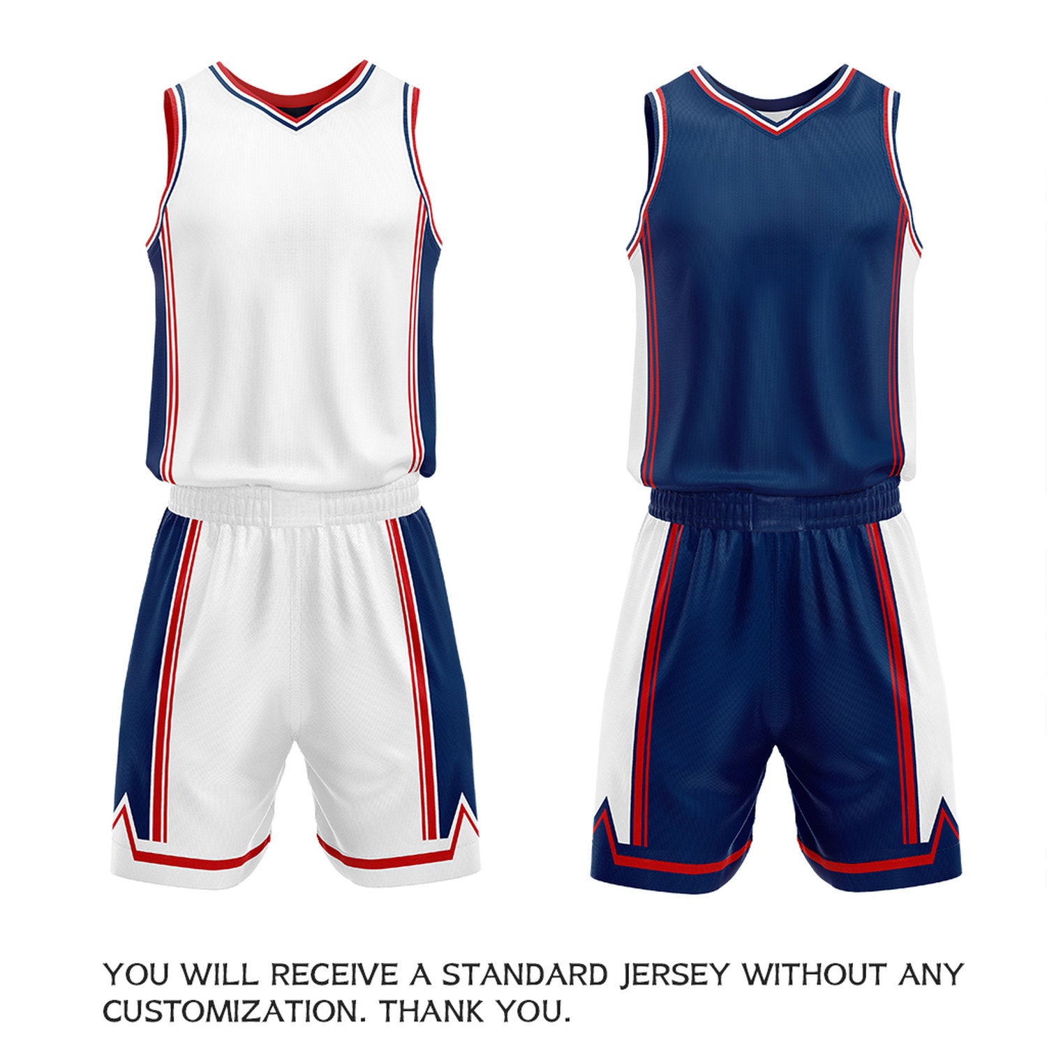 Custom Navy & White Reversible Basketball Jersey Shorts Set | Personalized Full Vintage Team Uniform