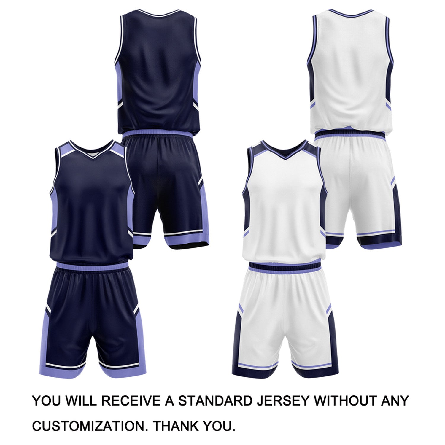 Custom Reversible Basketball Uniform Set | Navy & White V-Neck Sleeveless Jersey & Athletic Shorts