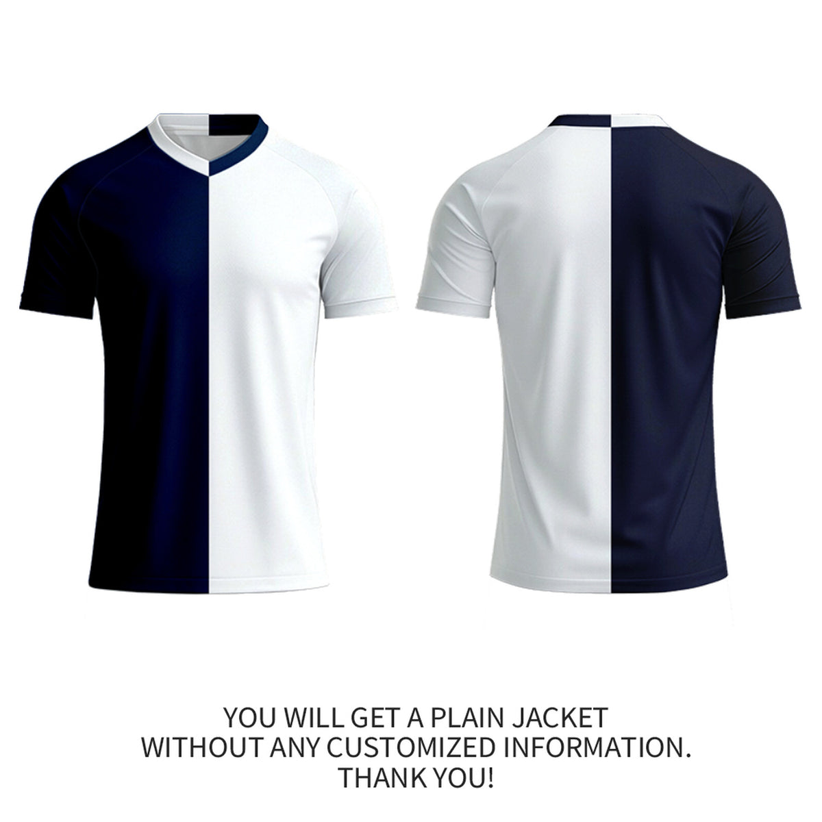 Custom Navy & White Split Soccer Jersey | Personalized Short Sleeve V-Neck Uniform for Youth & Adult