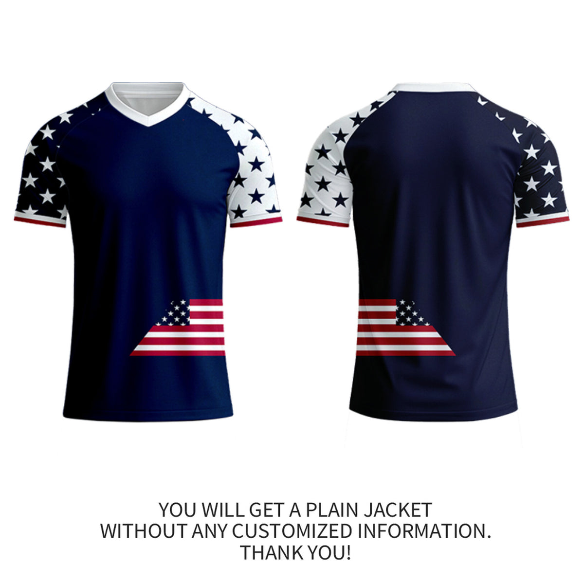 Custom Navy & White Star Pattern Soccer Jersey | Personalized Short Sleeve V-Neck Jersey for Youth & Adult