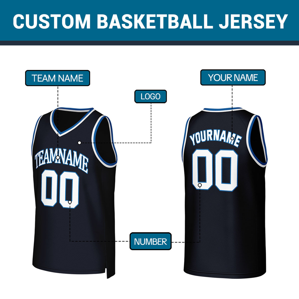 Custom Navy White Stitched Basketball Jersey | Personalized Name Number Logo Mesh Sports Jersey