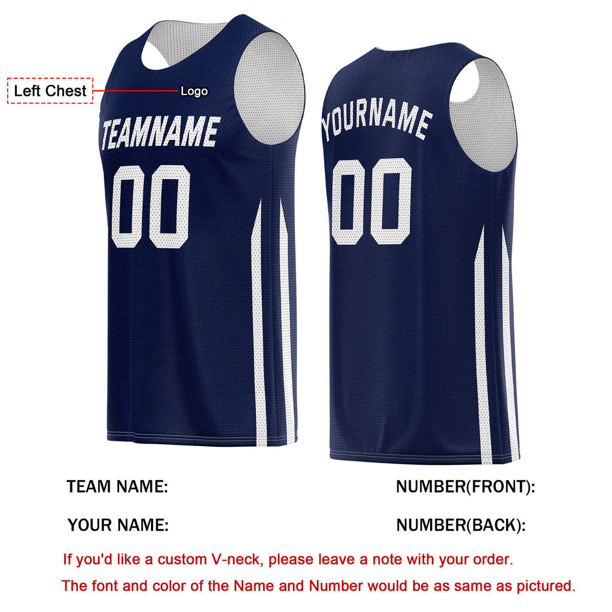 Custom Navy & White Basketball Jersey | Personalized Team Kit - Vosoli