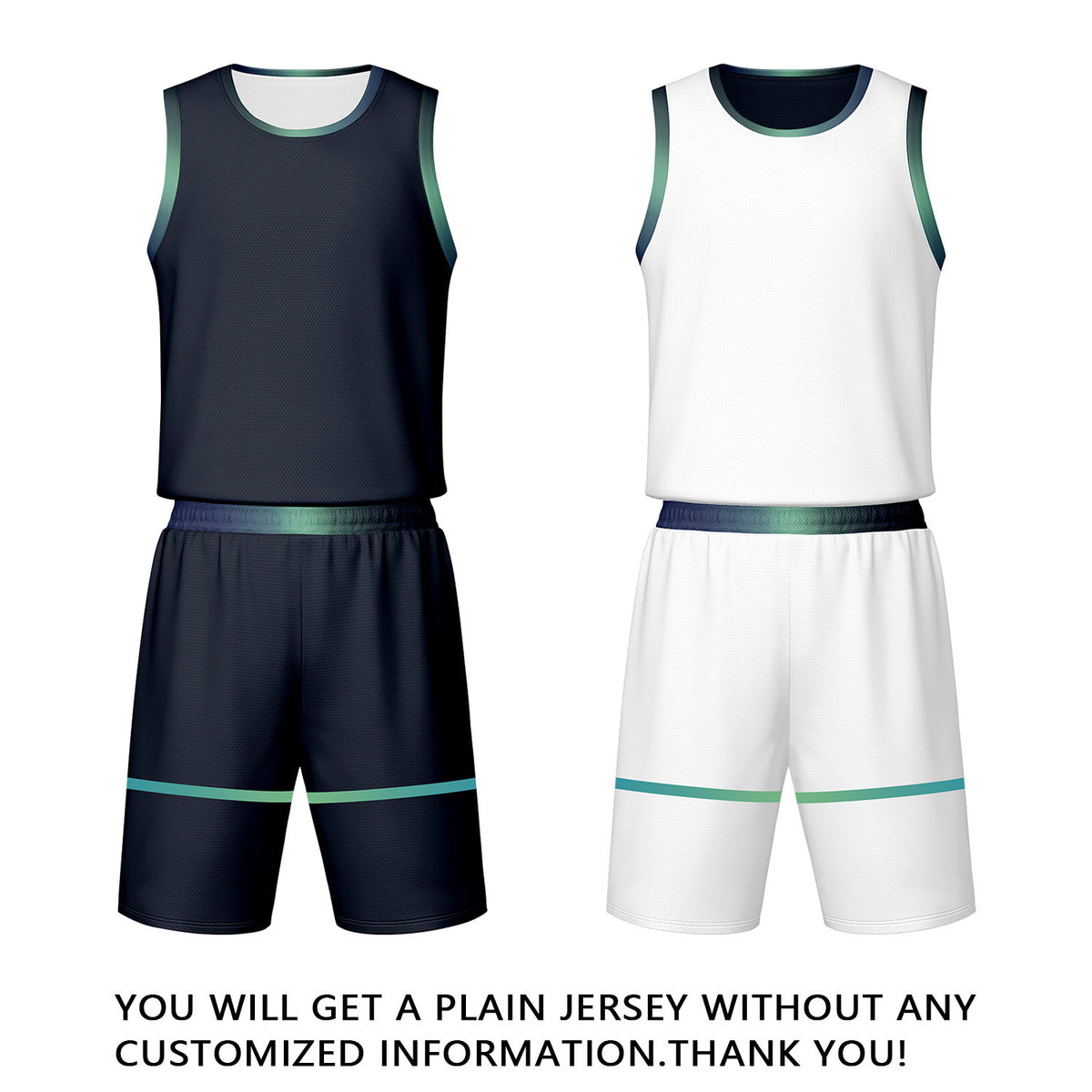 Custom Navy & White Reversible Basketball Jersey Shorts Set with Teal Trim | Personalized Team Uniform