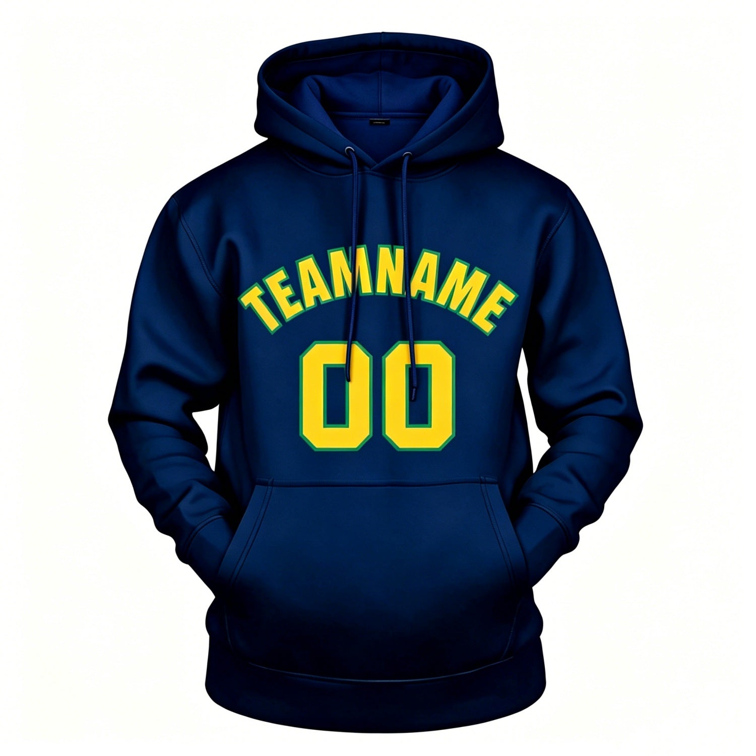 Custom navy hoodie with yellow print, personalized name & number pullover, casual sports hoodie for men women youth fan wear - Vosoli