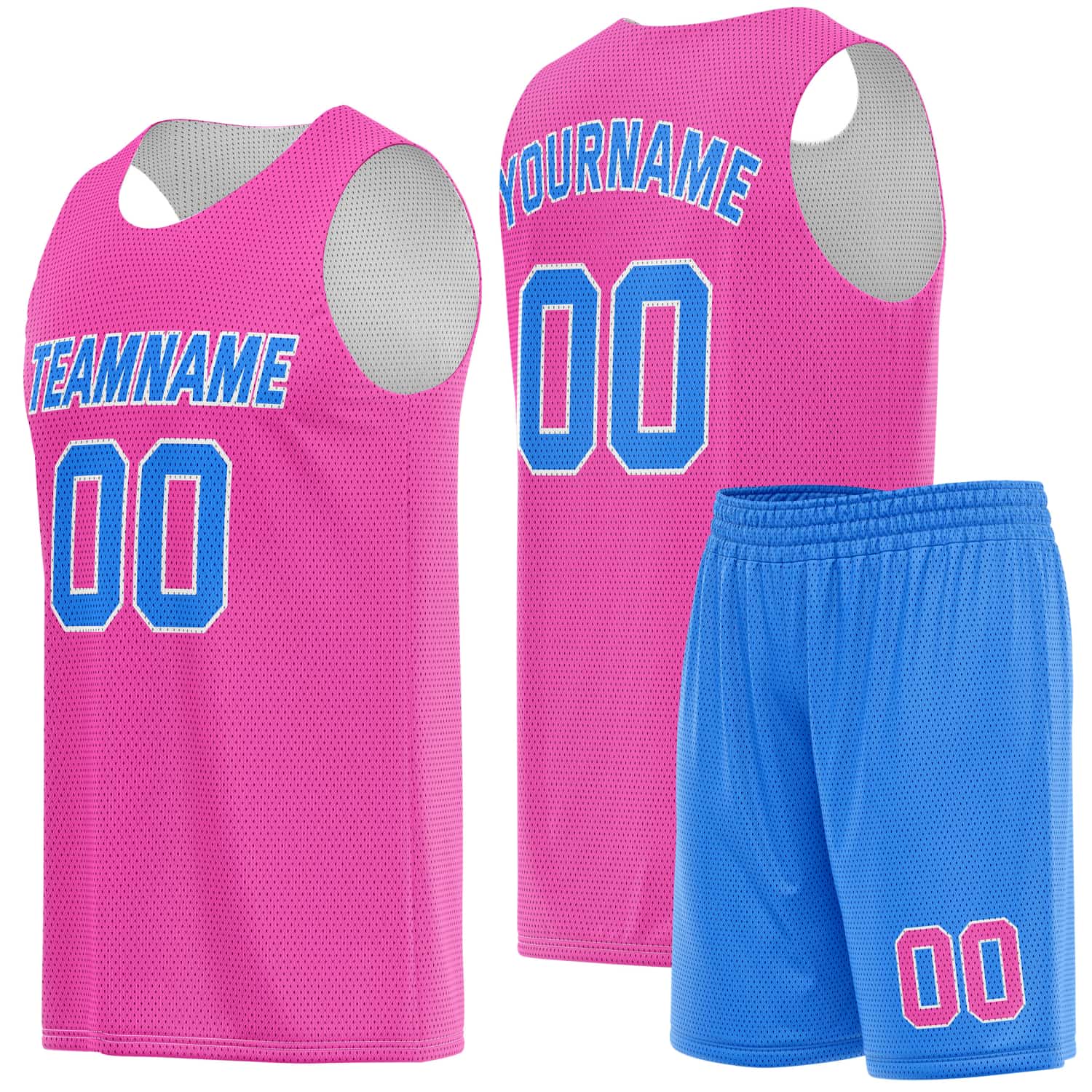 Custom Neon Pink & Royal Blue Basketball Jersey + Shorts Set - Personalized Team Name, Number | Vosoli