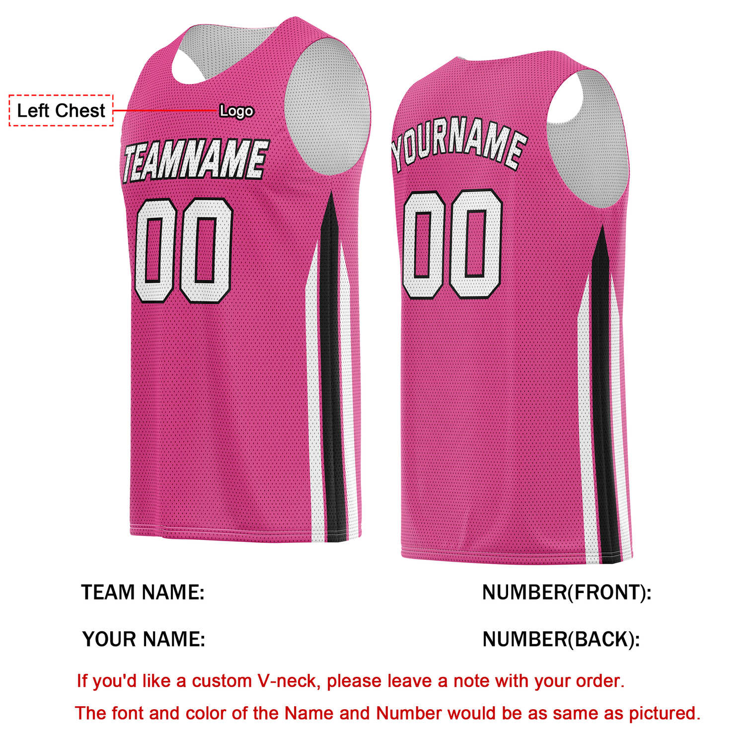 Custom Neon Pink Basketball Jersey | Personalized Team Kit - Vosoli