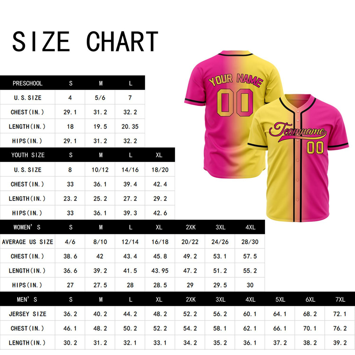 Custom Neon Pink and Yellow Split Baseball Jersey | Personalized Two-Tone Fade Team Uniform