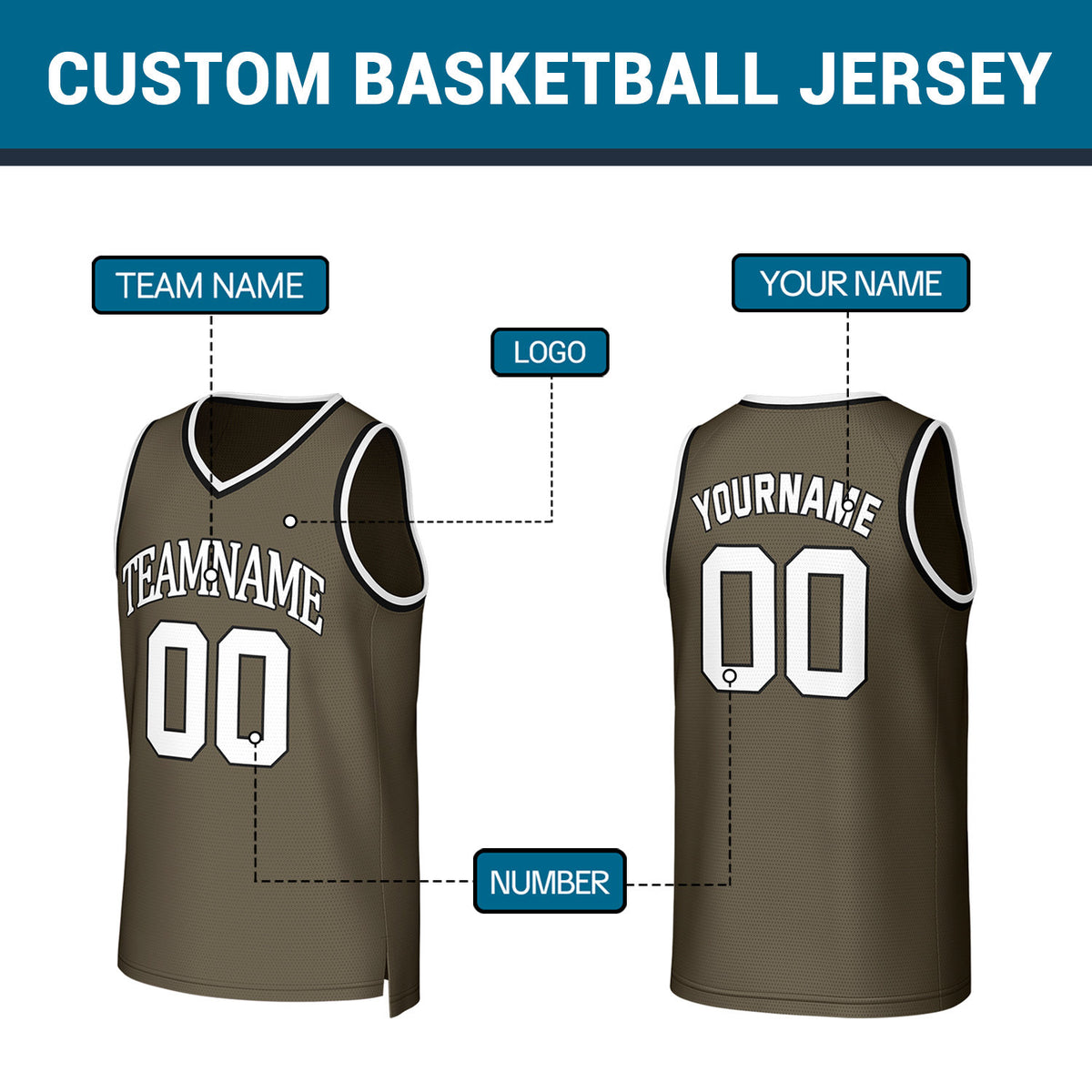 Custom Olive White Stitched Basketball Jersey | Personalized Name Number Logo Mesh Sports Jersey