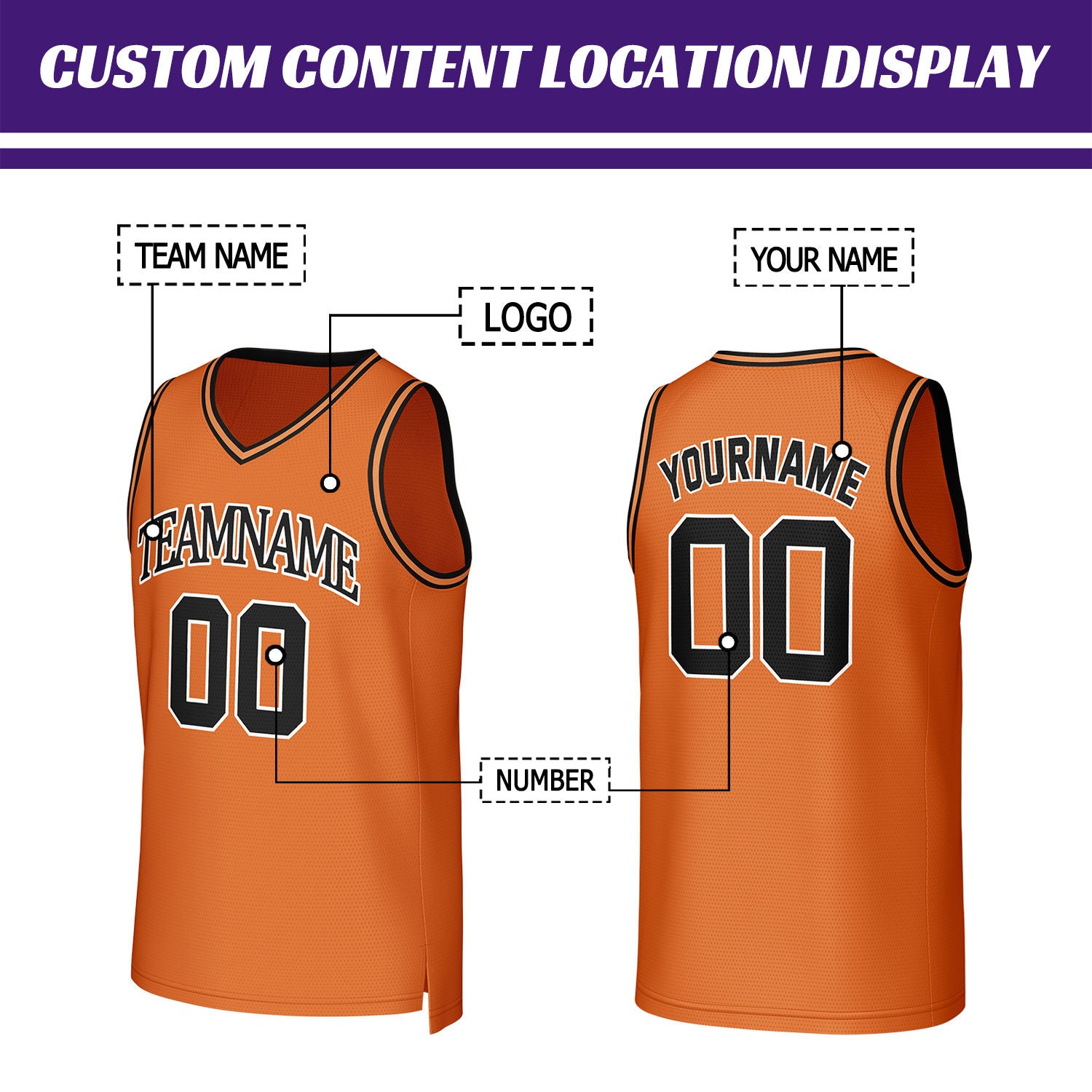 Custom Orange & Black Basketball Jersey | Personalized Name & Number Team Uniform