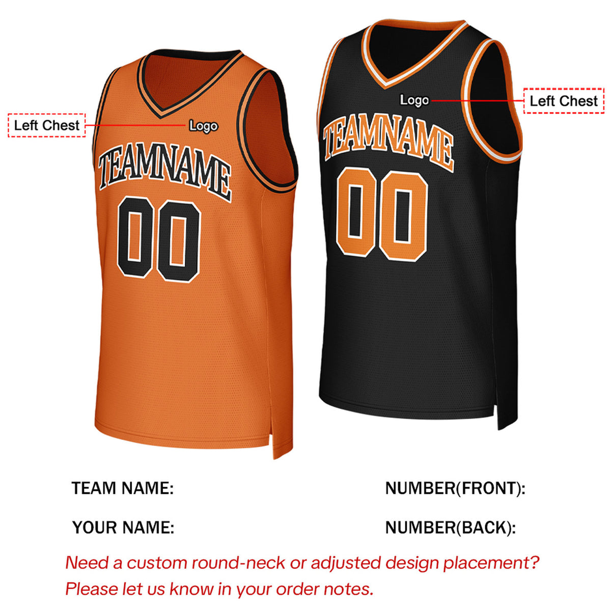 Custom Orange & Black Reversible Basketball Jersey | Personalized Team Uniform