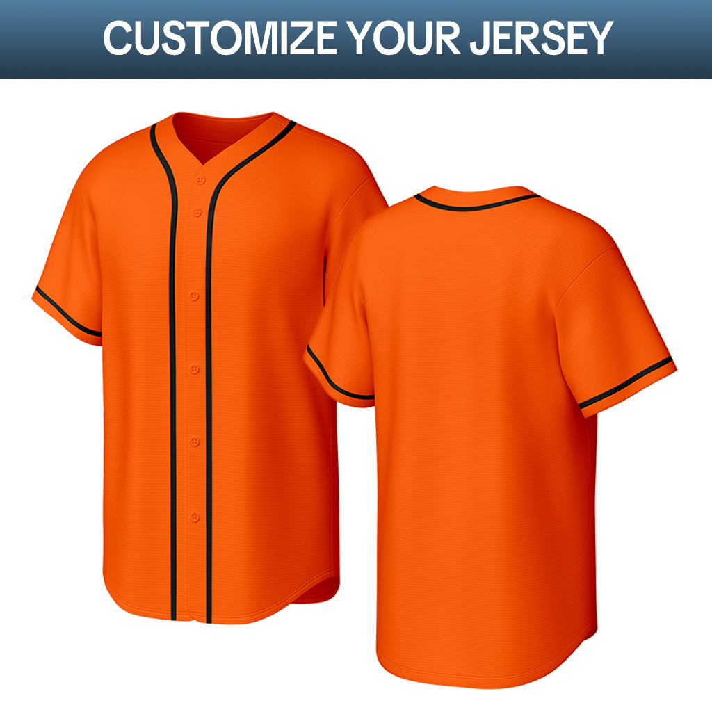 Custom Stitched Baseball Jersey Orange Black White | Personalized Name & Number | Team Uniform
