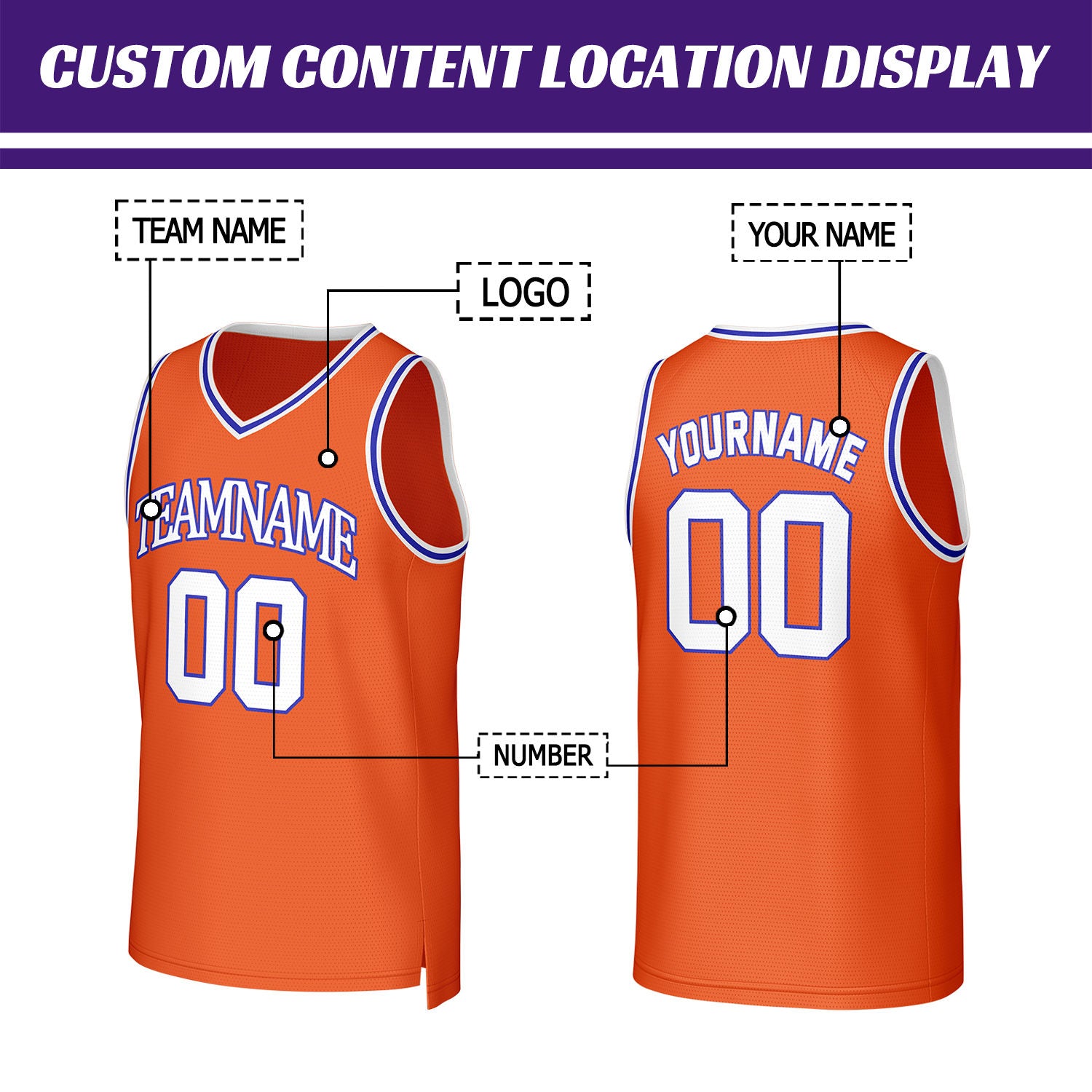 Custom Orange & White Basketball Jersey | Personalized Name & Number Team Uniform