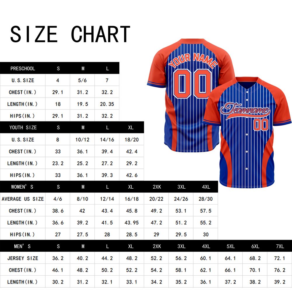 VOSOLI Custom Pinstripe Baseball Jersey - Orange/Blue Raglan Sleeve Team Uniform